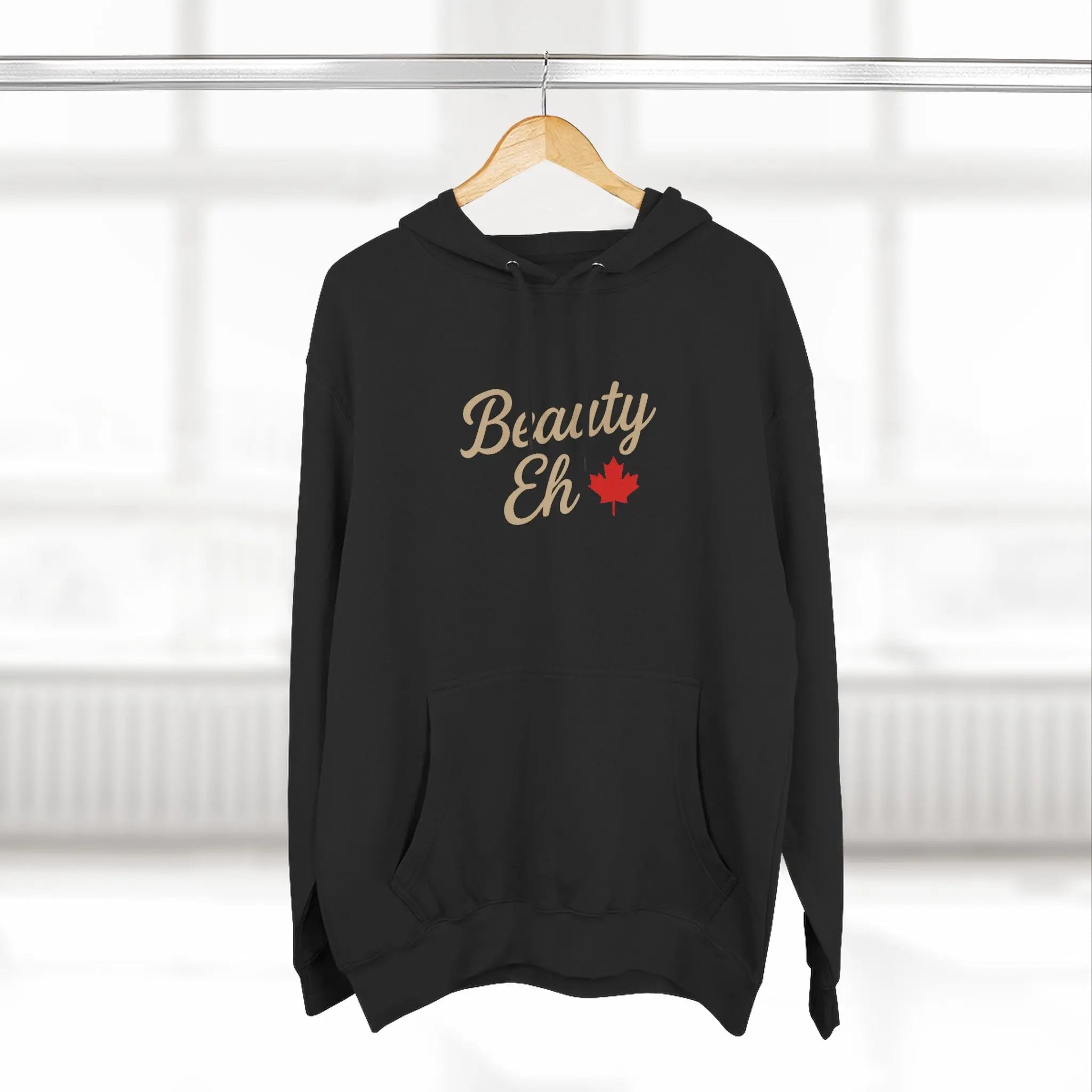 Beauty Eh Canadian Hoodie - Maple Leaf Pride Pullover Sweatshirt - Womens Canada Day Apparel - Cozy Fleece Lined Hooded Sweatshirt