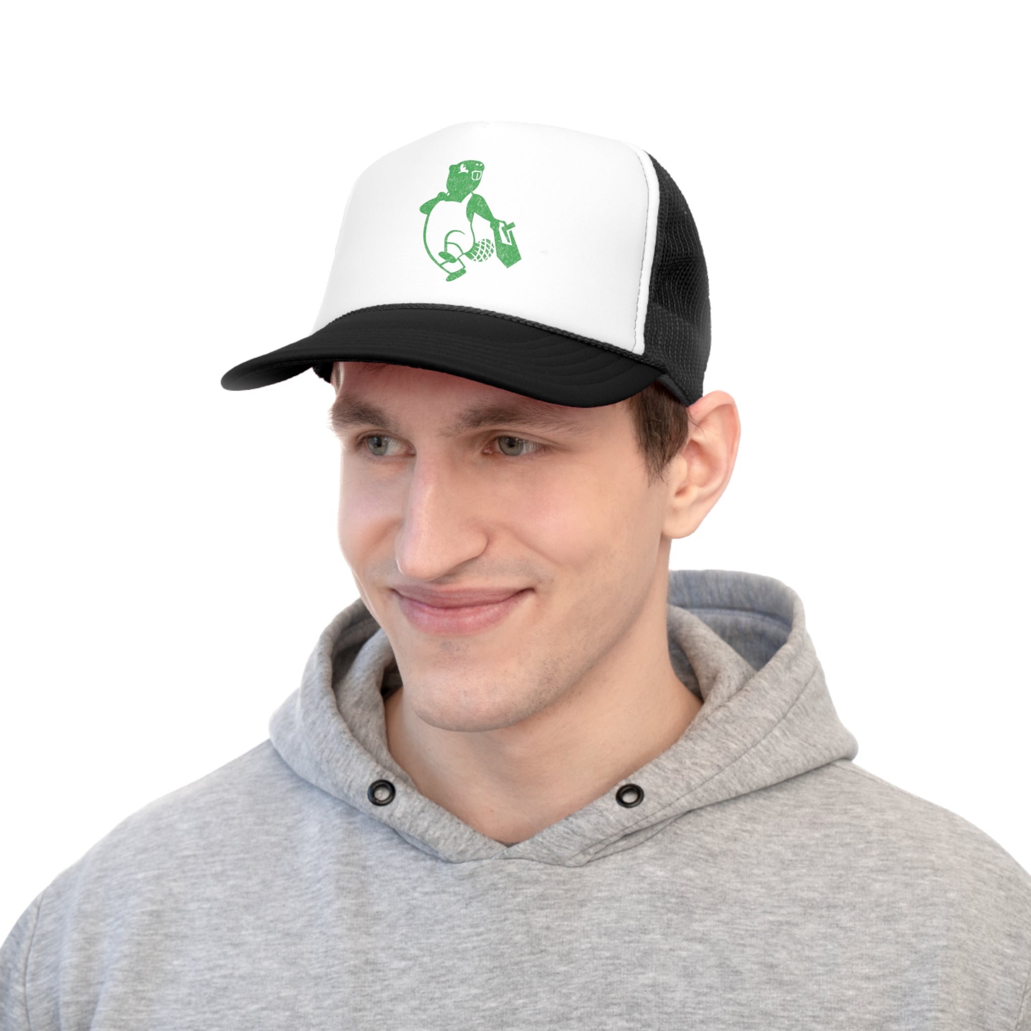 Joe Beaver Canadian Nostalgia Trucker Cap Green Logo Distressed