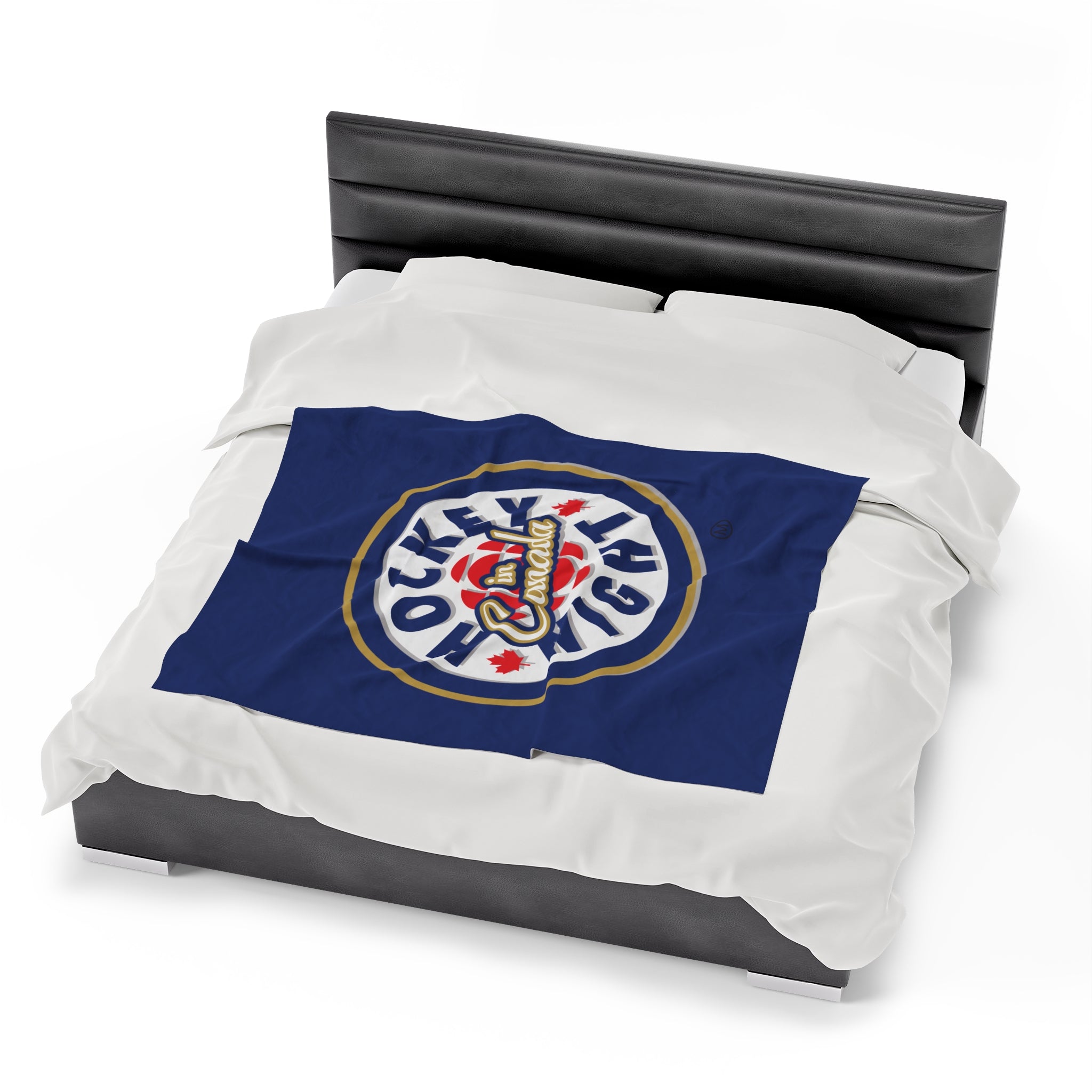 Hockey Night In Canada Blanket, HNIC- Licensed CBC, Blue Front/White Back Velveteen Plush Blanket