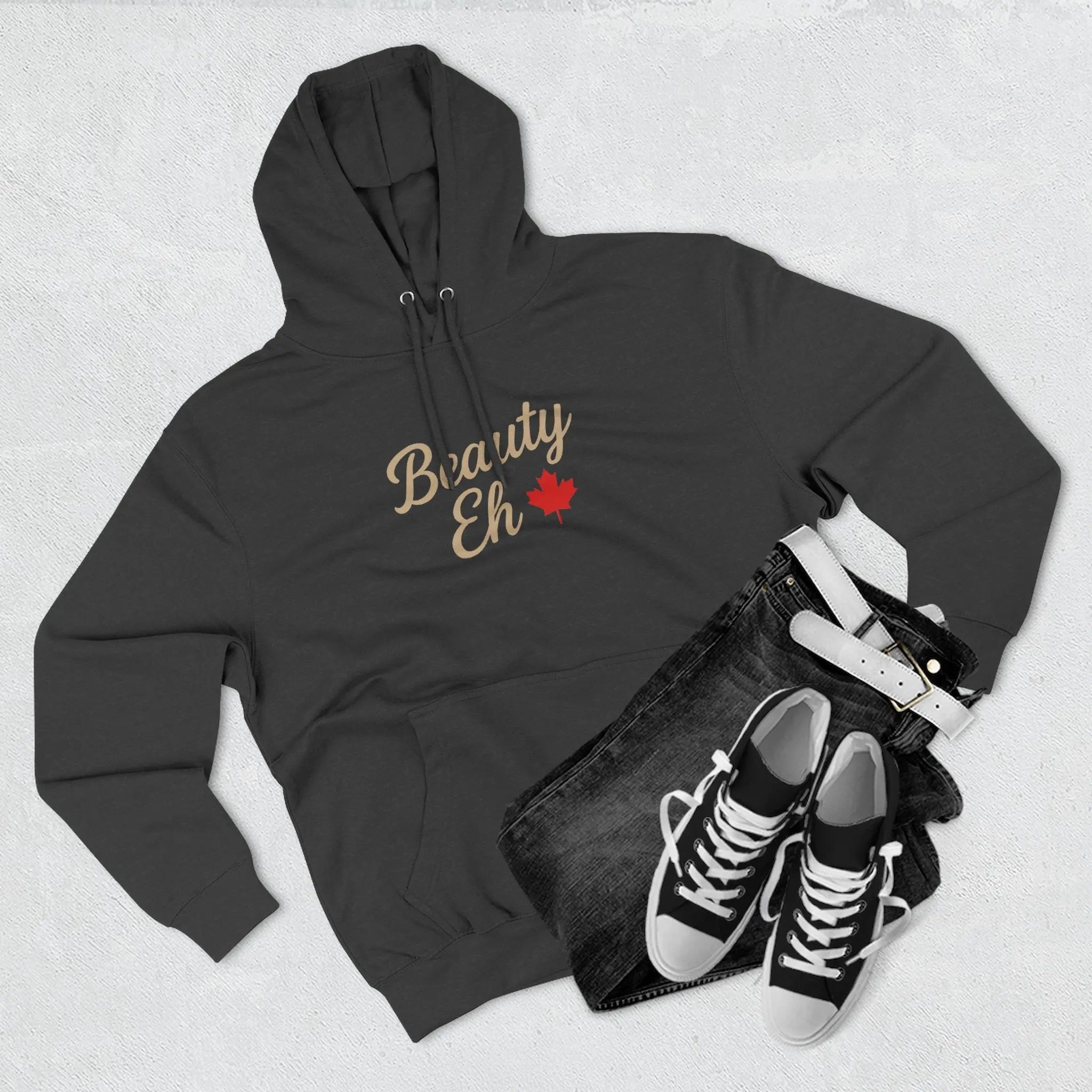 Beauty Eh Canadian Hoodie - Maple Leaf Pride Pullover Sweatshirt - Womens Canada Day Apparel - Cozy Fleece Lined Hooded Sweatshirt