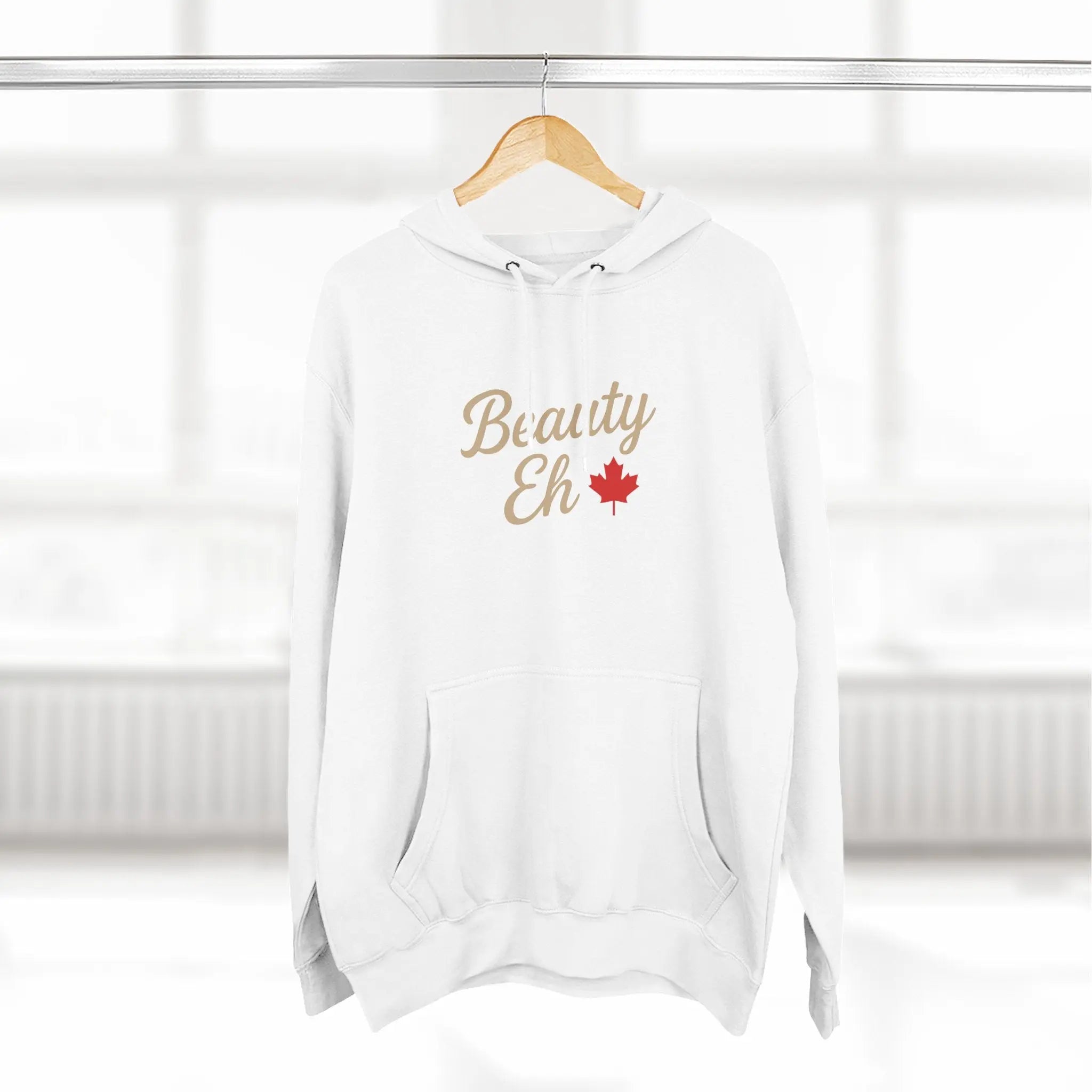 Beauty Eh Canadian Hoodie - Maple Leaf Pride Pullover Sweatshirt - Womens Canada Day Apparel - Cozy Fleece Lined Hooded Sweatshirt