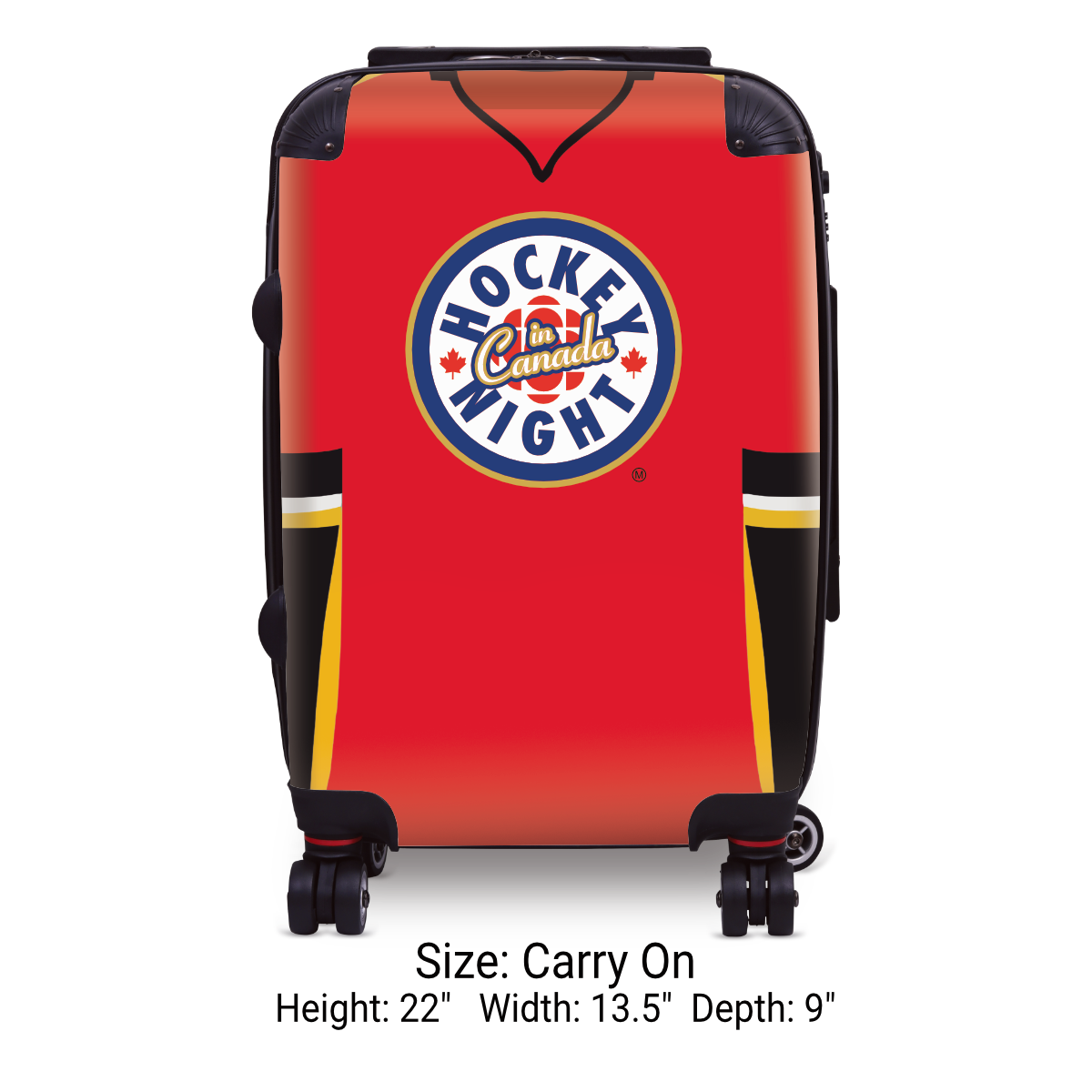 Hockey Night In Canada Luggage - Classic Logo and Red Calgary Sweater Design Officially Licensed