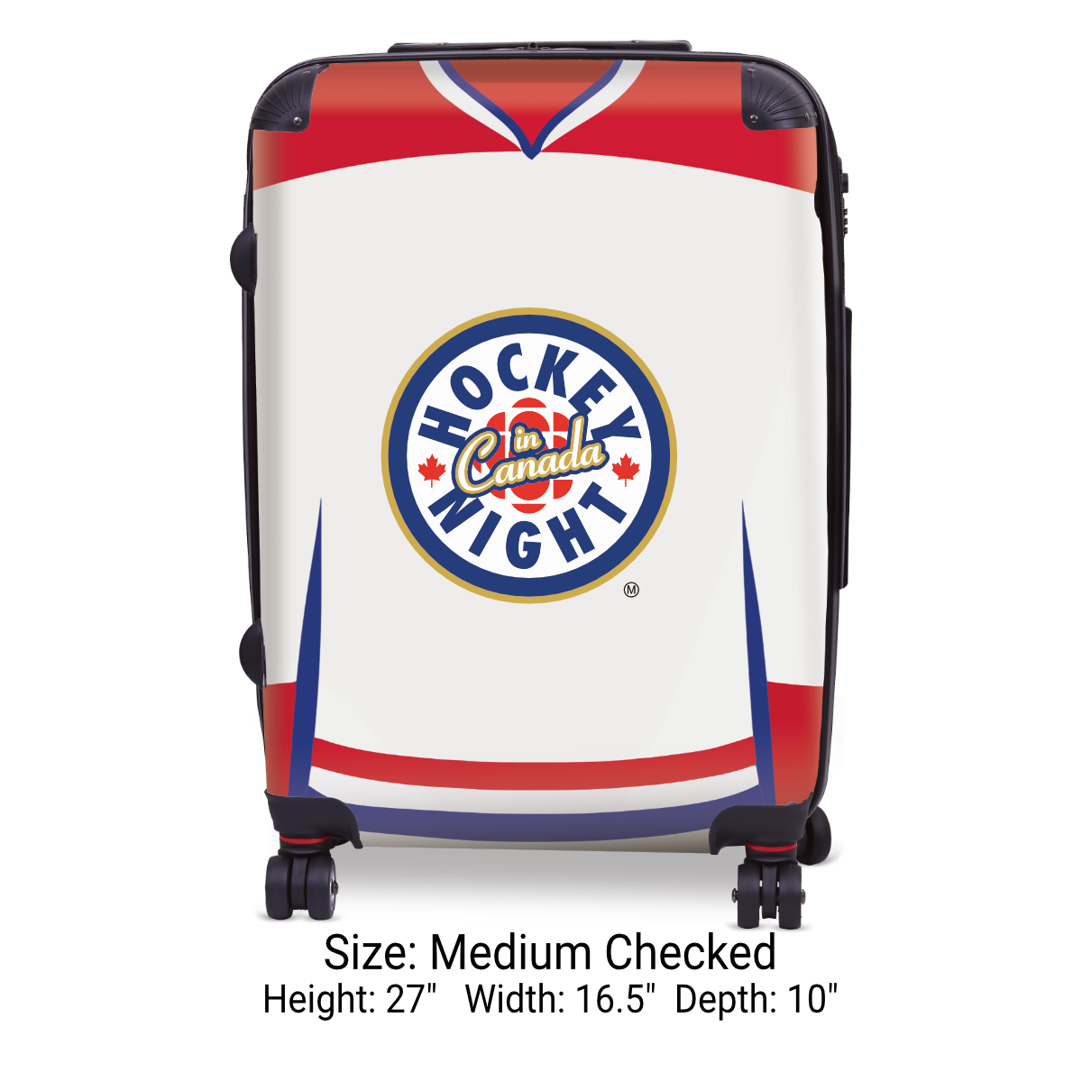 Hockey Night In Canada Luggage - Classic Logo and White Montreal Sweater Design Officially Licensed