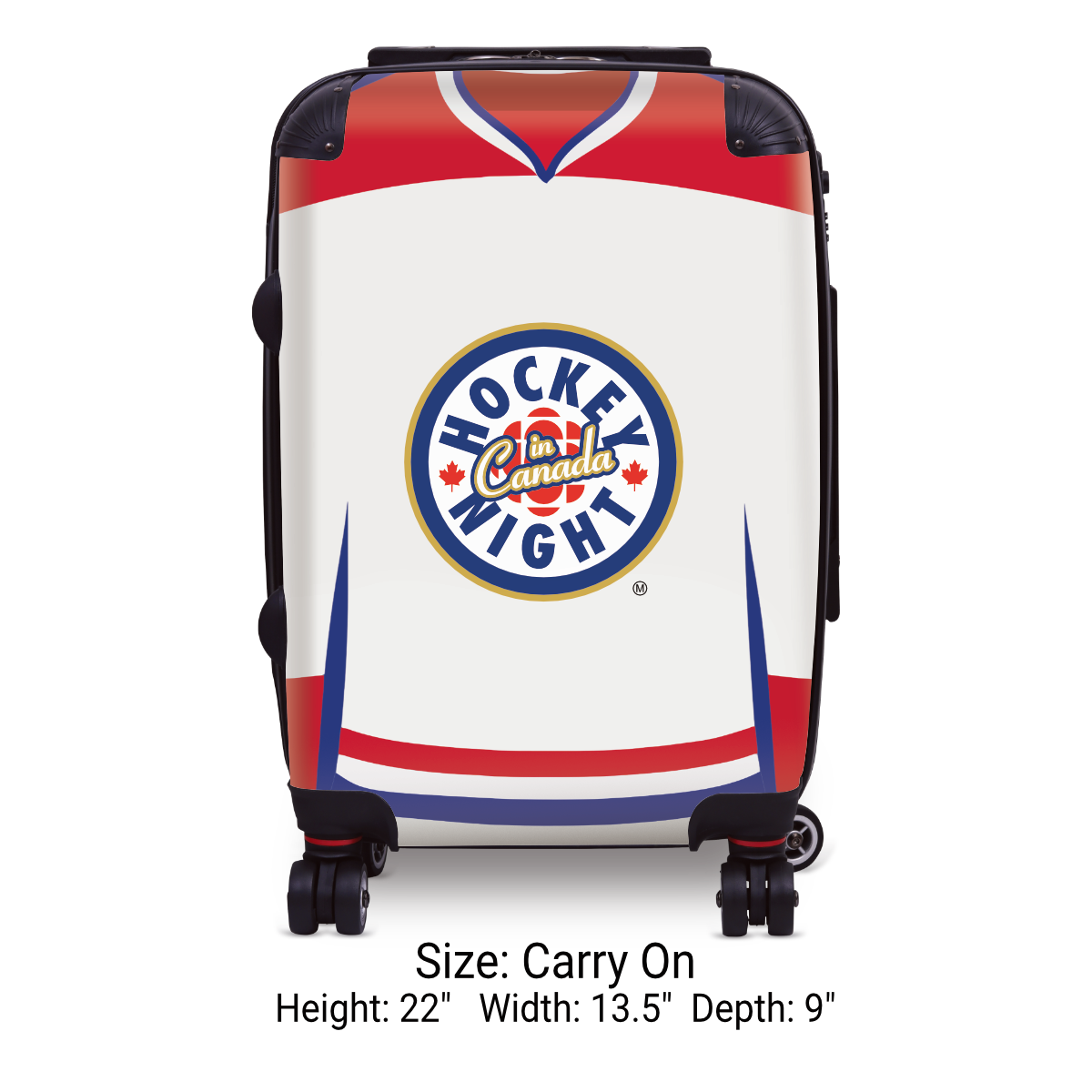 Hockey Night In Canada Luggage - Classic Logo and White Montreal Sweater Design Officially Licensed