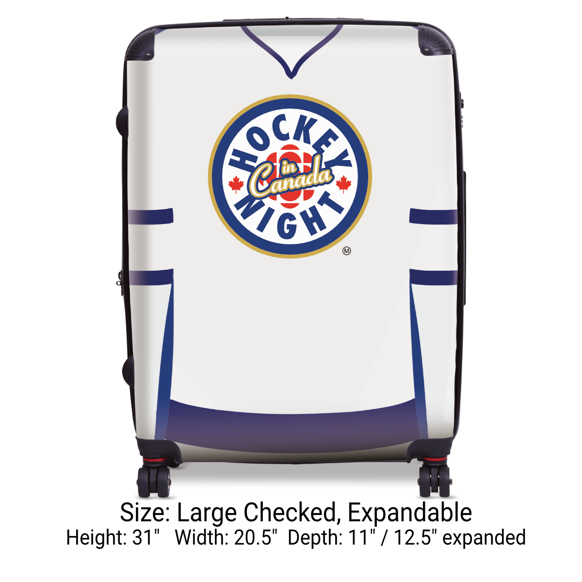 Hockey Night In Canada Luggage - Classic Logo and White Toronto Sweater Design Officially Licensed
