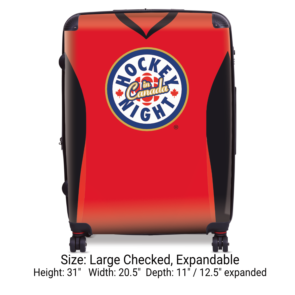 Hockey Night In Canada Luggage - Classic Logo and Red Ottawa Sweater Design Officially Licensed