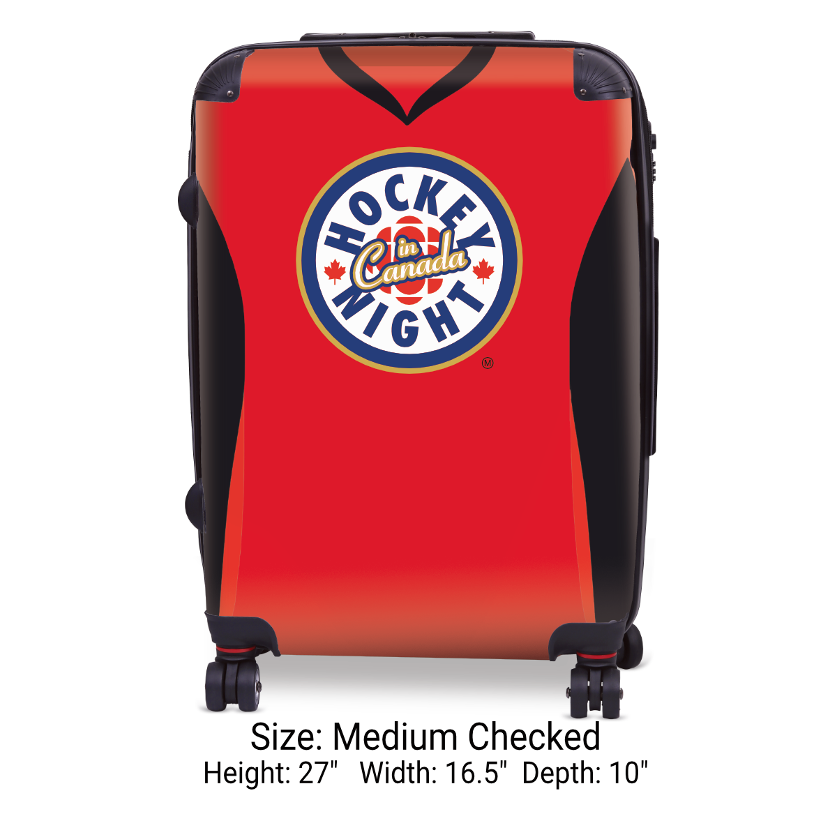 Hockey Night In Canada Luggage - Classic Logo and Red Ottawa Sweater Design Officially Licensed