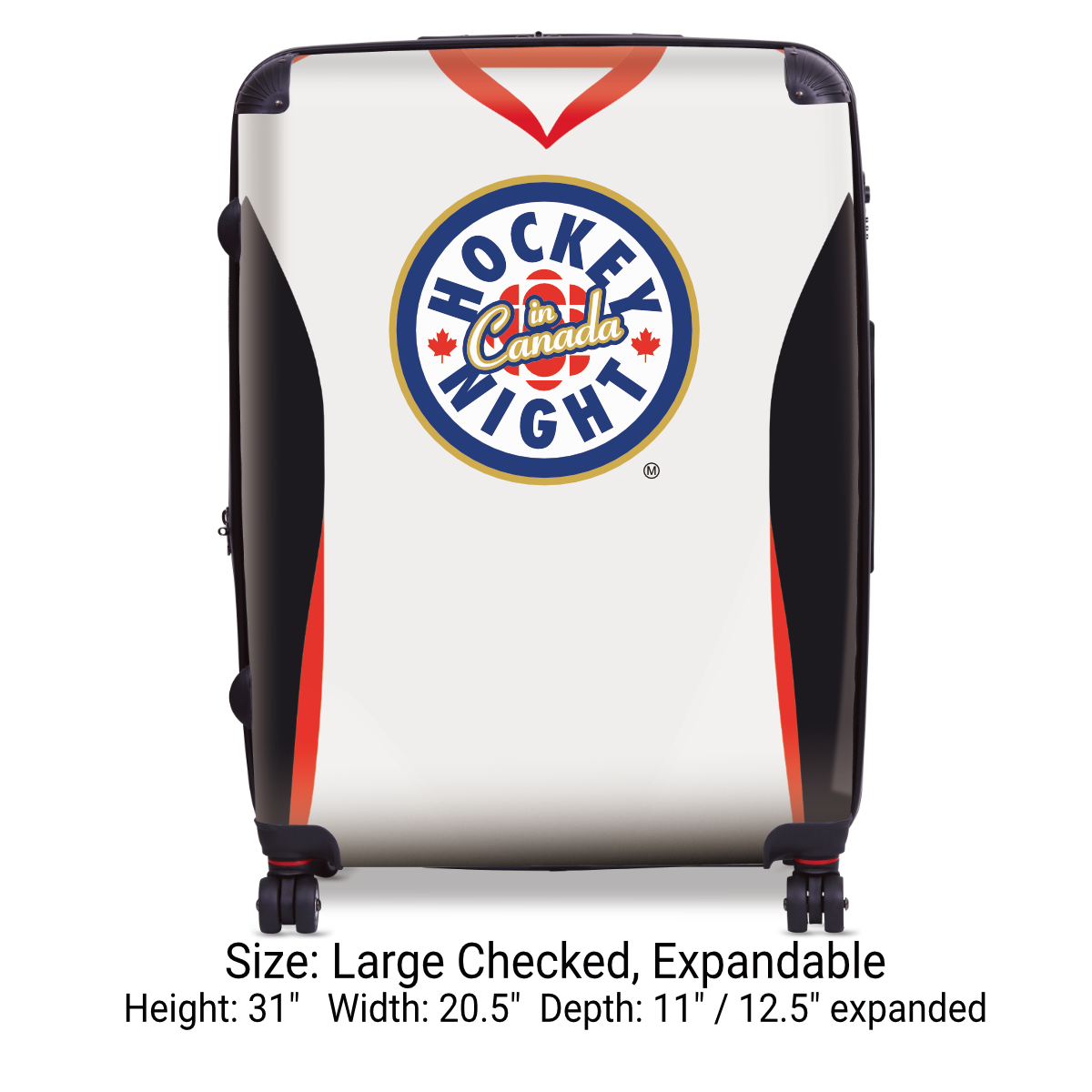 Hockey Night In Canada Luggage - Classic Logo and White Ottawa Sweater Design Officially Licensed