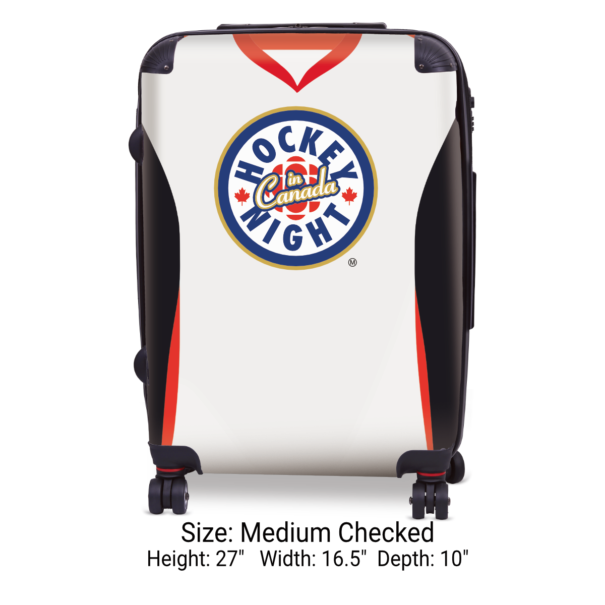 Hockey Night In Canada Luggage - Classic Logo and White Ottawa Sweater Design Officially Licensed