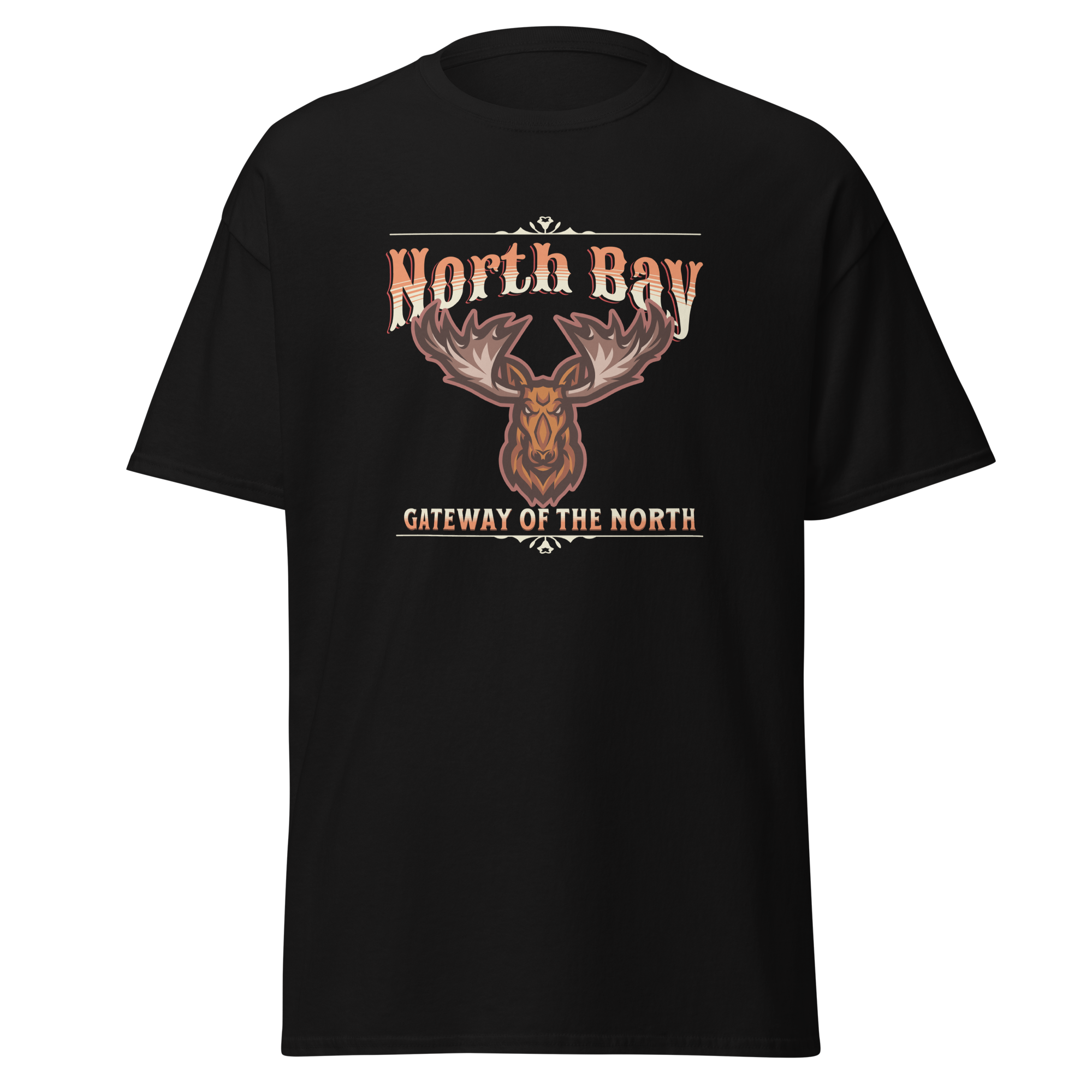Canadian City T-Shirt, North Bay, Ontario, Moose Design, Gateway of the North, Men's T-Shirt