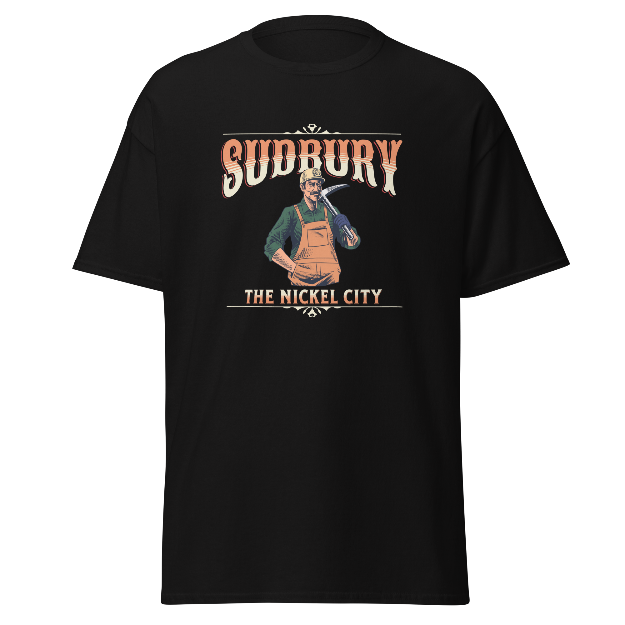 Canadian City T-Shirt, Sudbury, Ontario, Miner Design, The Nickel City, Men's T-Shirt
