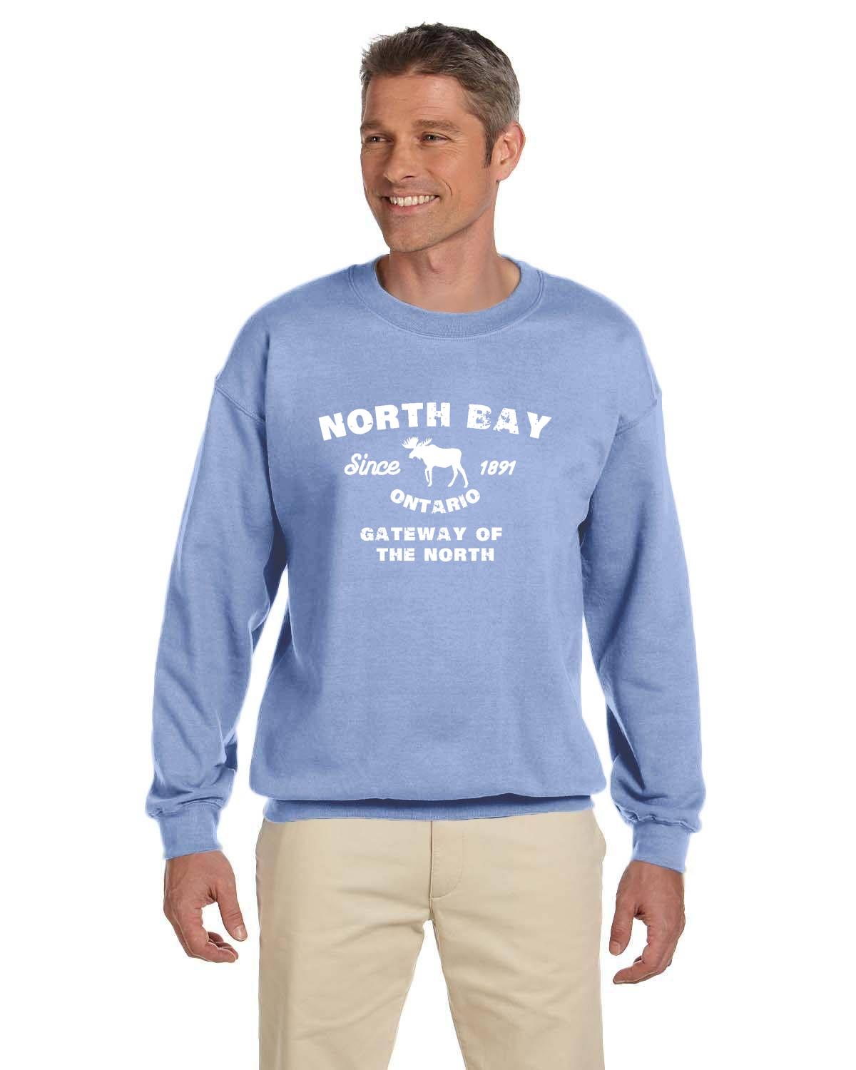 Canadian City Sweatshirt, North Bay, Ontario, Moose Design, Gateway of the North, Men's Sweatshirt