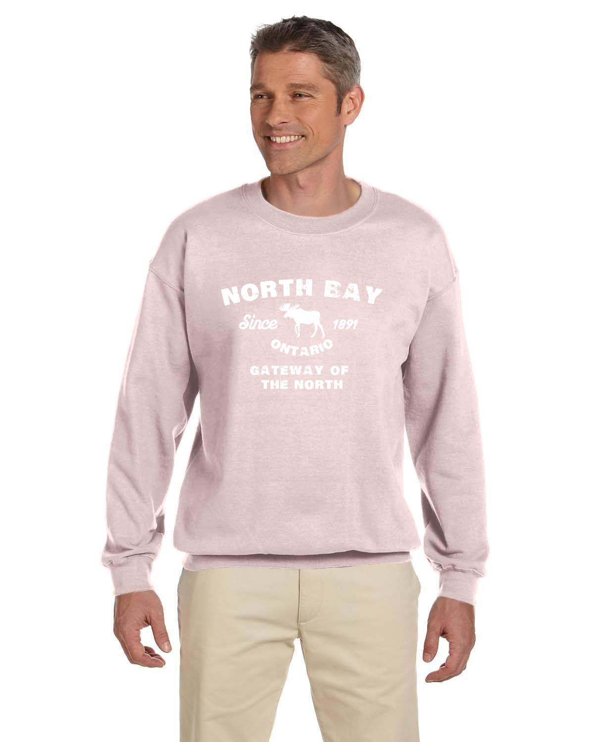 Canadian City Sweatshirt, North Bay, Ontario, Moose Design, Gateway of the North, Men's Sweatshirt