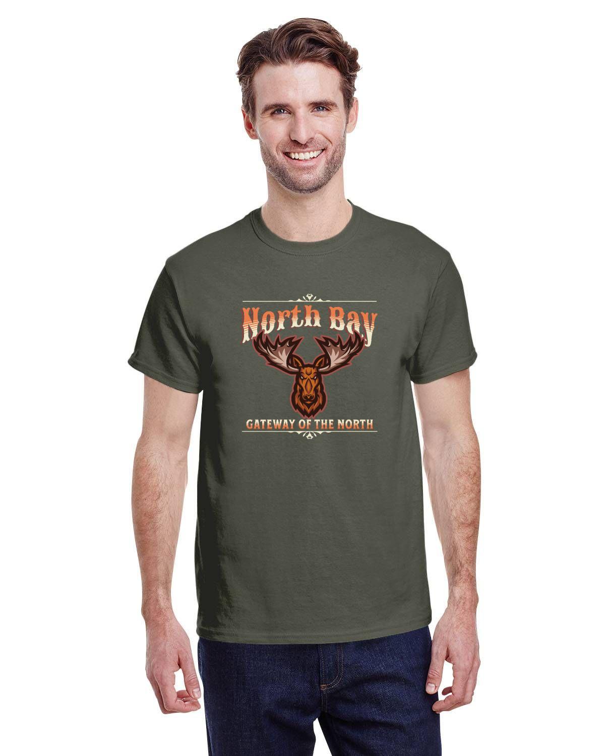 Canadian City T-Shirt, North Bay, Ontario, Moose Design, Gateway of the North, Men's T-Shirt — alternate product view 6