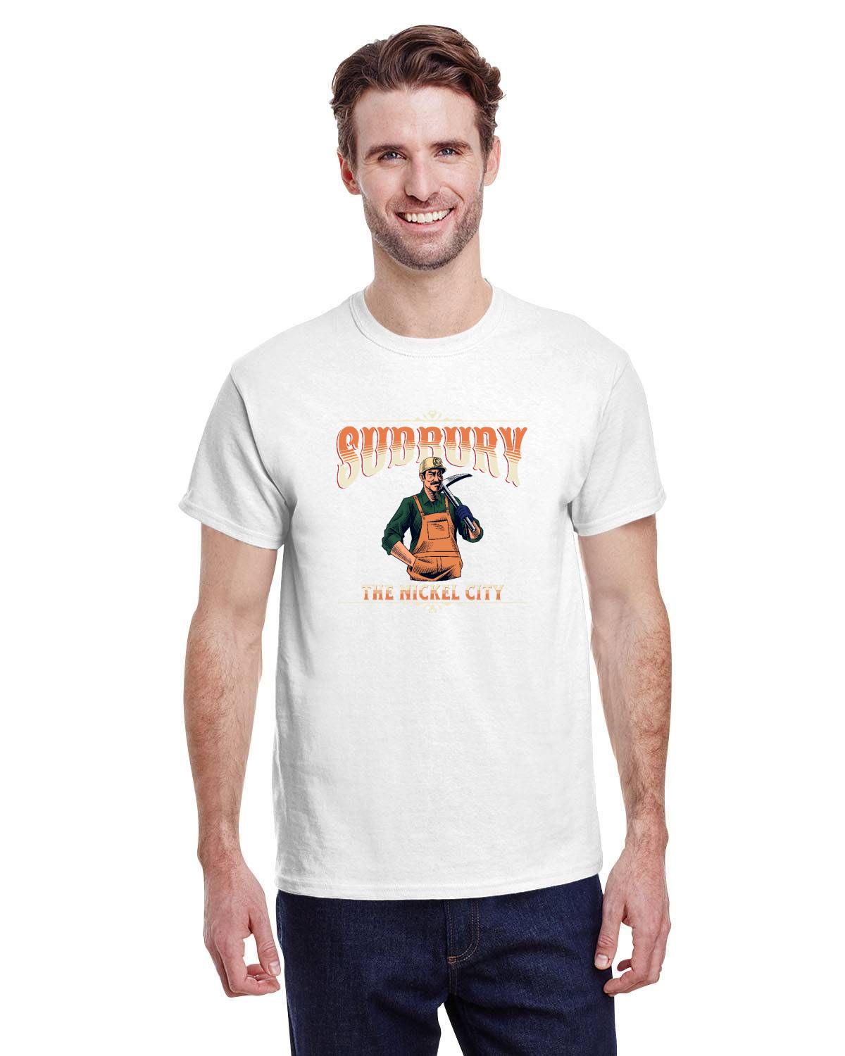 Canadian City T-Shirt, Sudbury, Ontario, Miner Design, The Nickel City, Men's T-Shirt — alternate product view 7