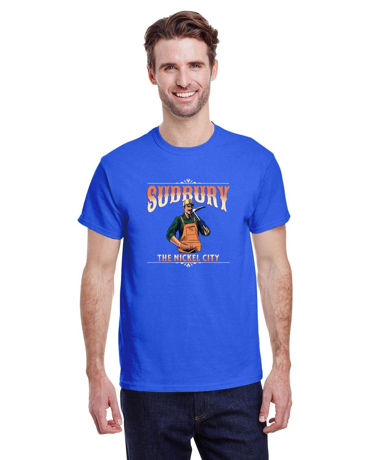 Canadian City T-Shirt, Sudbury, Ontario, Miner Design, The Nickel City, Men's T-Shirt — alternate product view 6