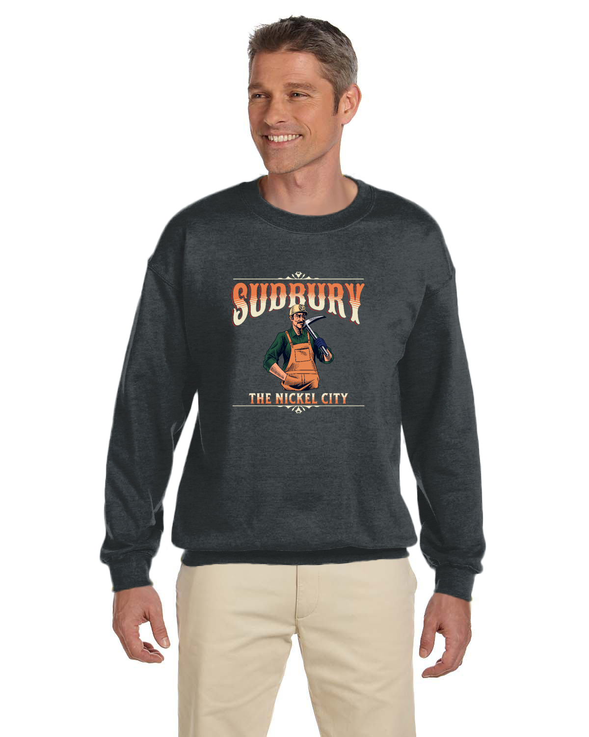 Canadian City Sweatshirt, Sudbury, Ontario, Miner Design, The Nickel City, Men's Sweatshirt S1