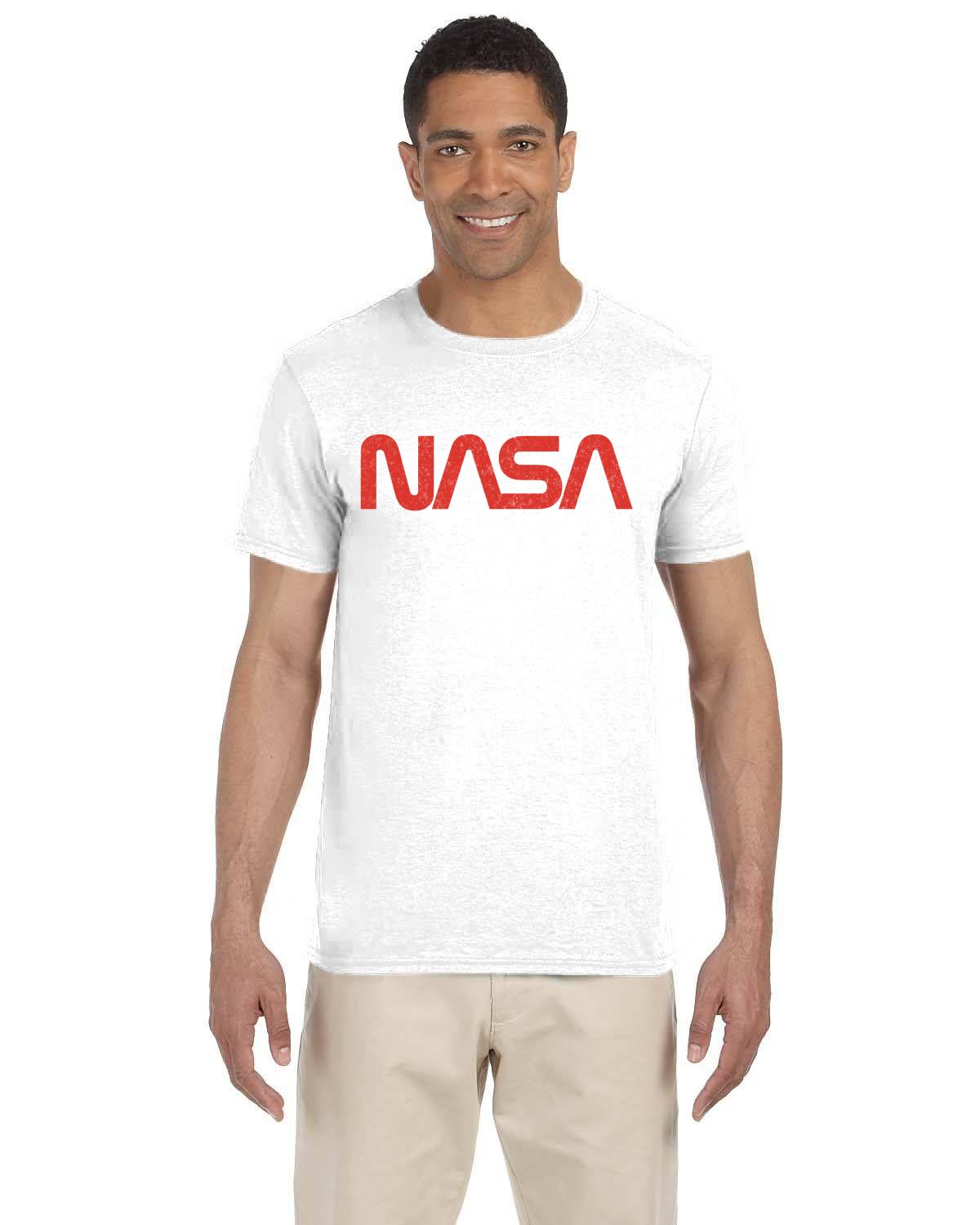 NASA Worm Distressed Logo Men's T-Shirt: Official Space Agency Graphic Tee