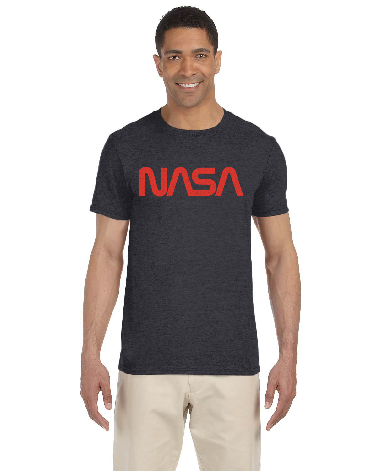 NASA Worm Distressed Logo Men's T-Shirt: Official Space Agency Graphic Tee