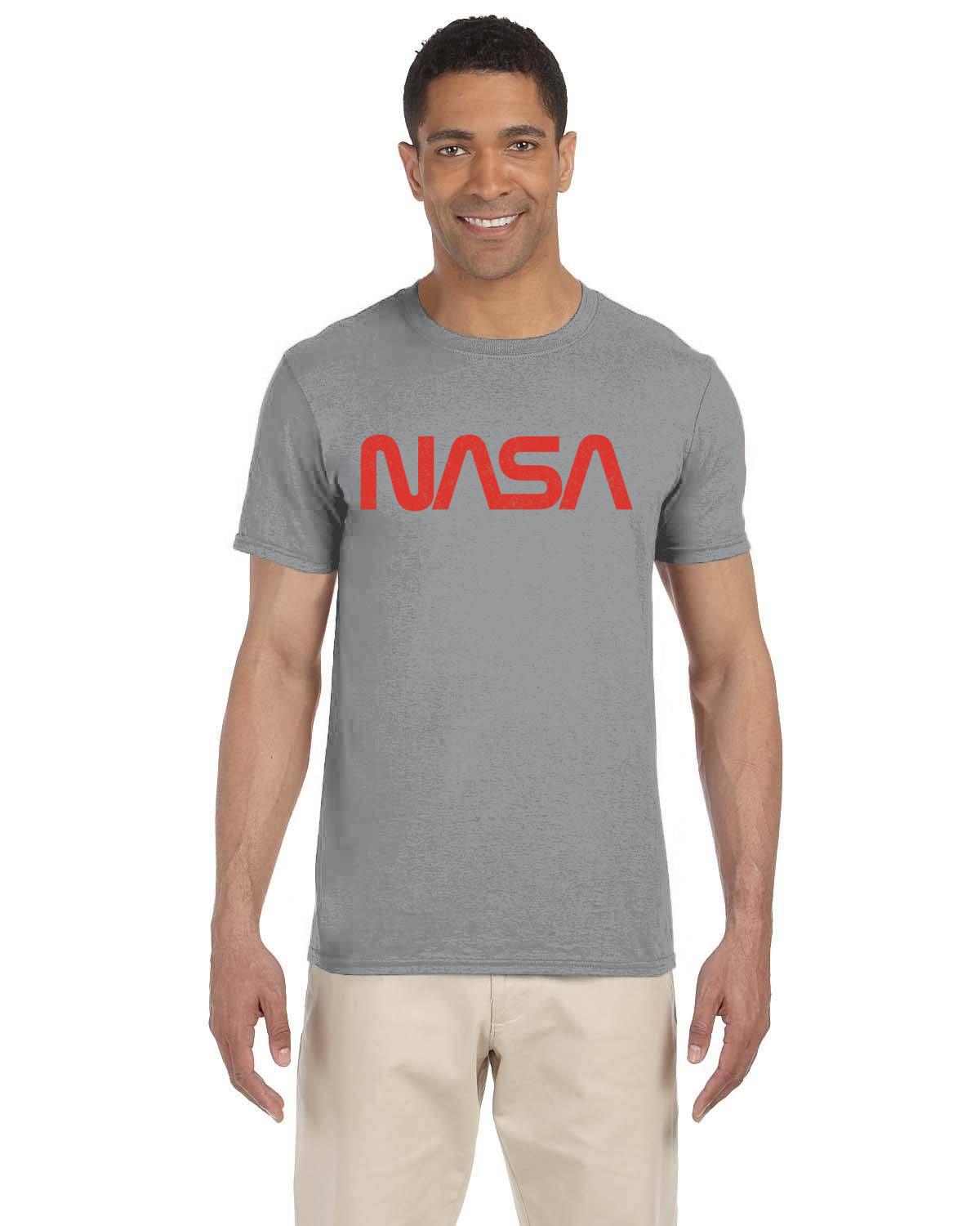 NASA Worm Distressed Logo Men's T-Shirt: Official Space Agency Graphic Tee