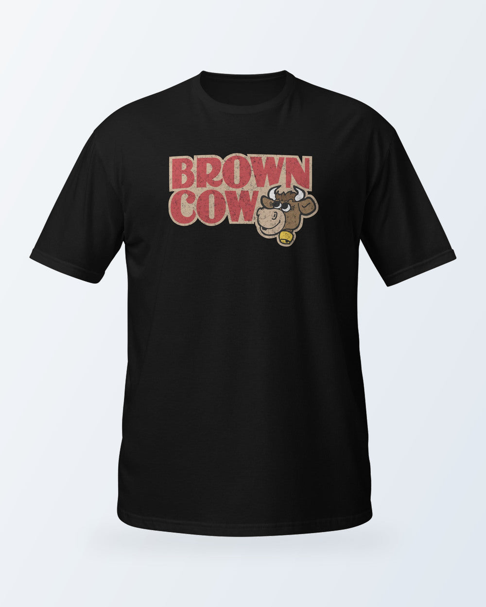 Brown Cow Chocolate Syrup Distressed Logo Canadian Nostalgia T-Shirt