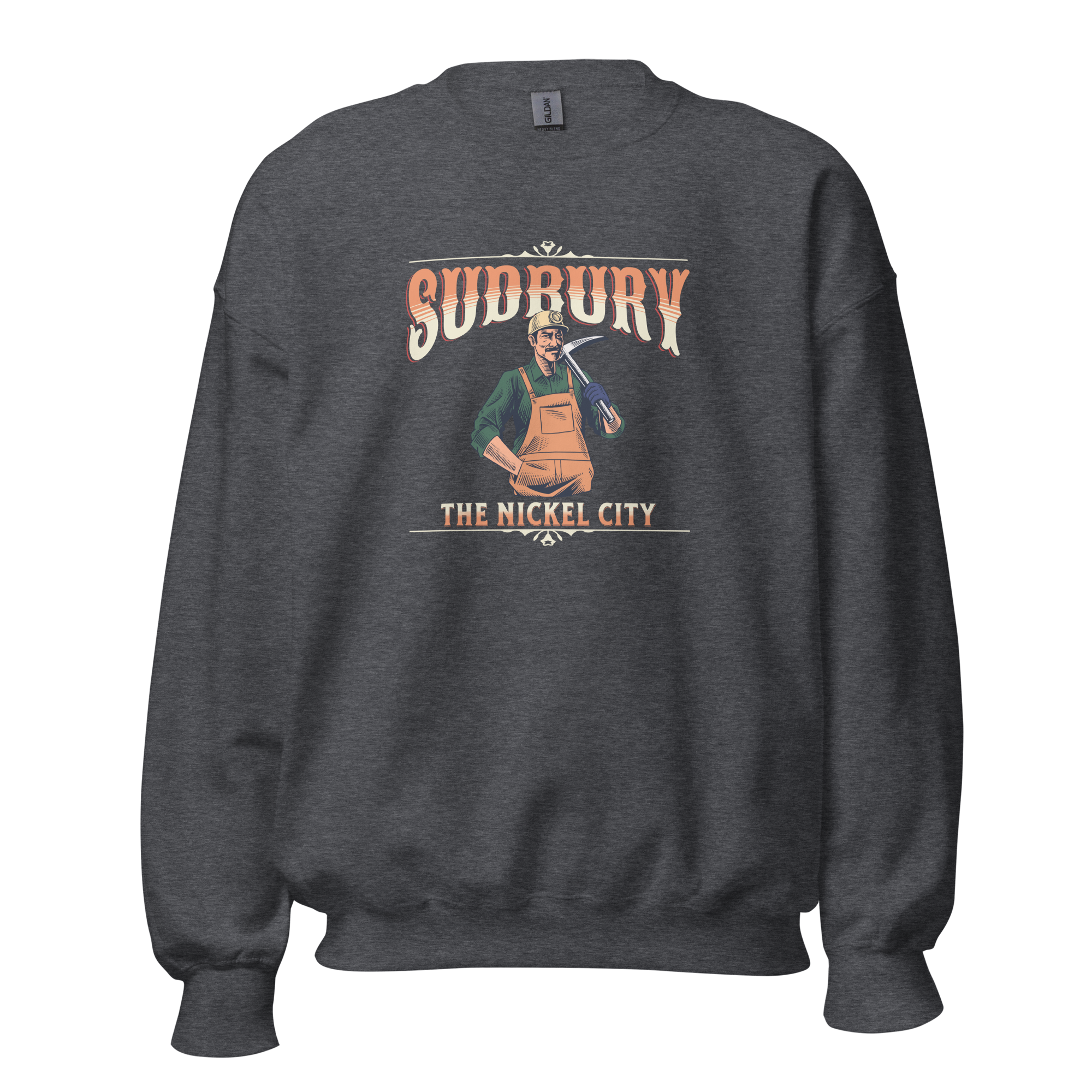 Canadian City Sweatshirt, Sudbury, Ontario, Miner Design, The Nickel City, Men's Sweatshirt S1
