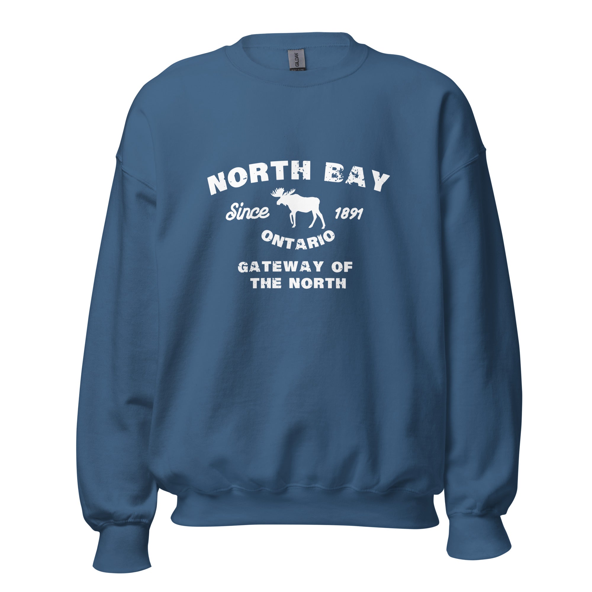 Canadian City Sweatshirt, North Bay, Ontario, Moose Design, Gateway of the North, Men's Sweatshirt