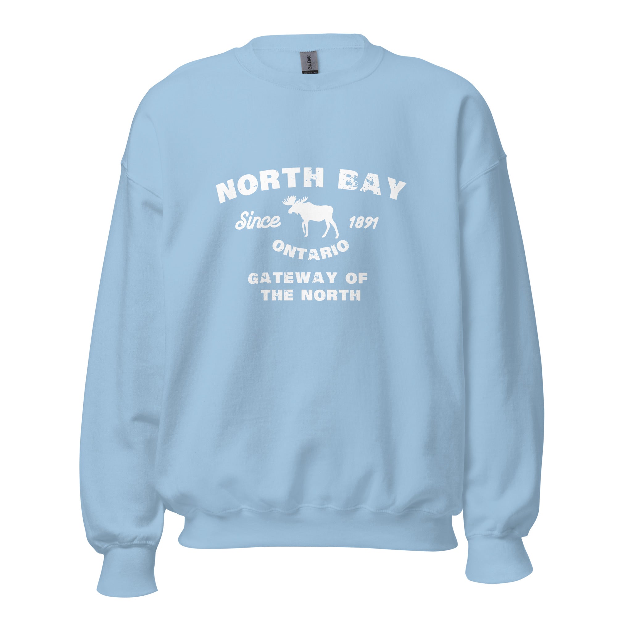 Canadian City Sweatshirt, North Bay, Ontario, Moose Design, Gateway of the North, Men's Sweatshirt