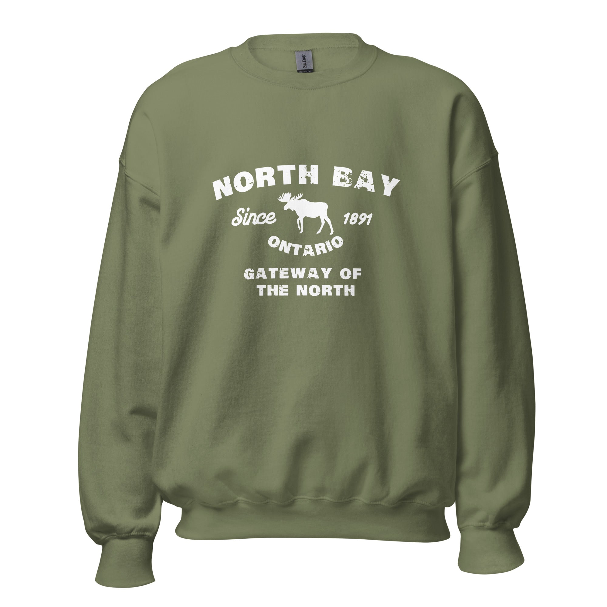 Canadian City Sweatshirt, North Bay, Ontario, Moose Design, Gateway of the North, Men's Sweatshirt