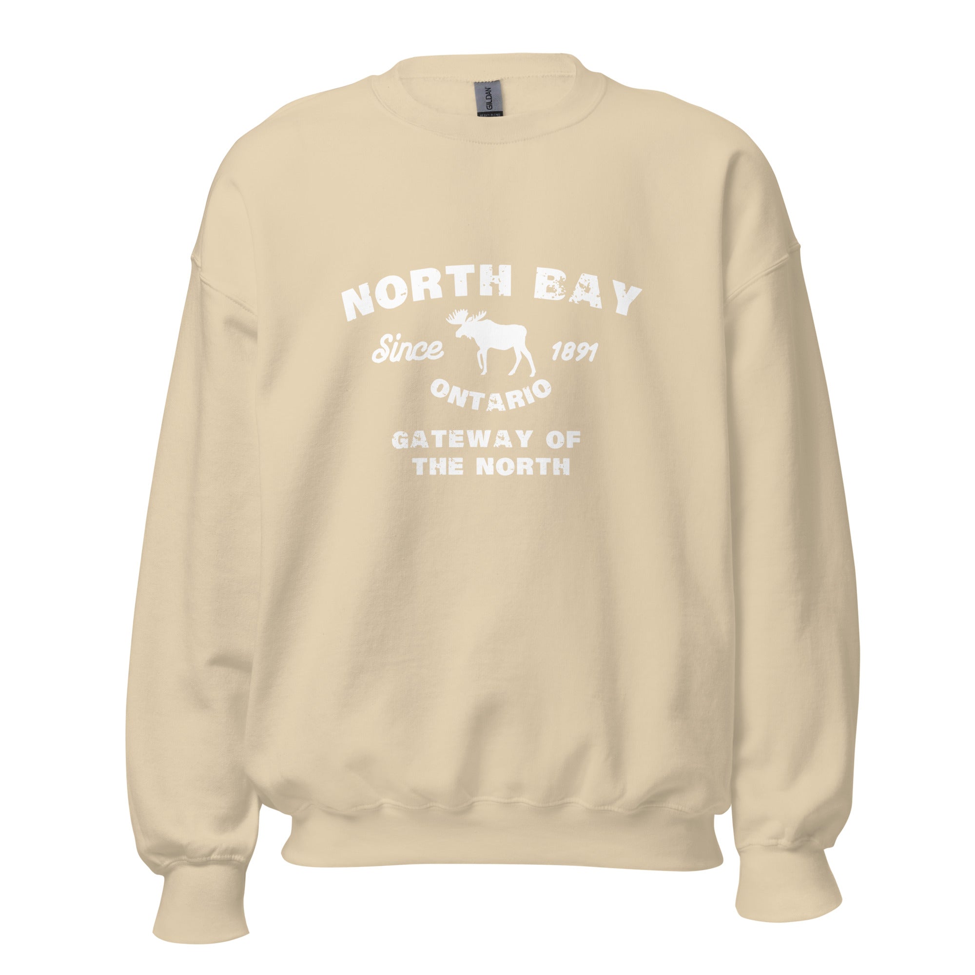 Canadian City Sweatshirt, North Bay, Ontario, Moose Design, Gateway of the North, Men's Sweatshirt