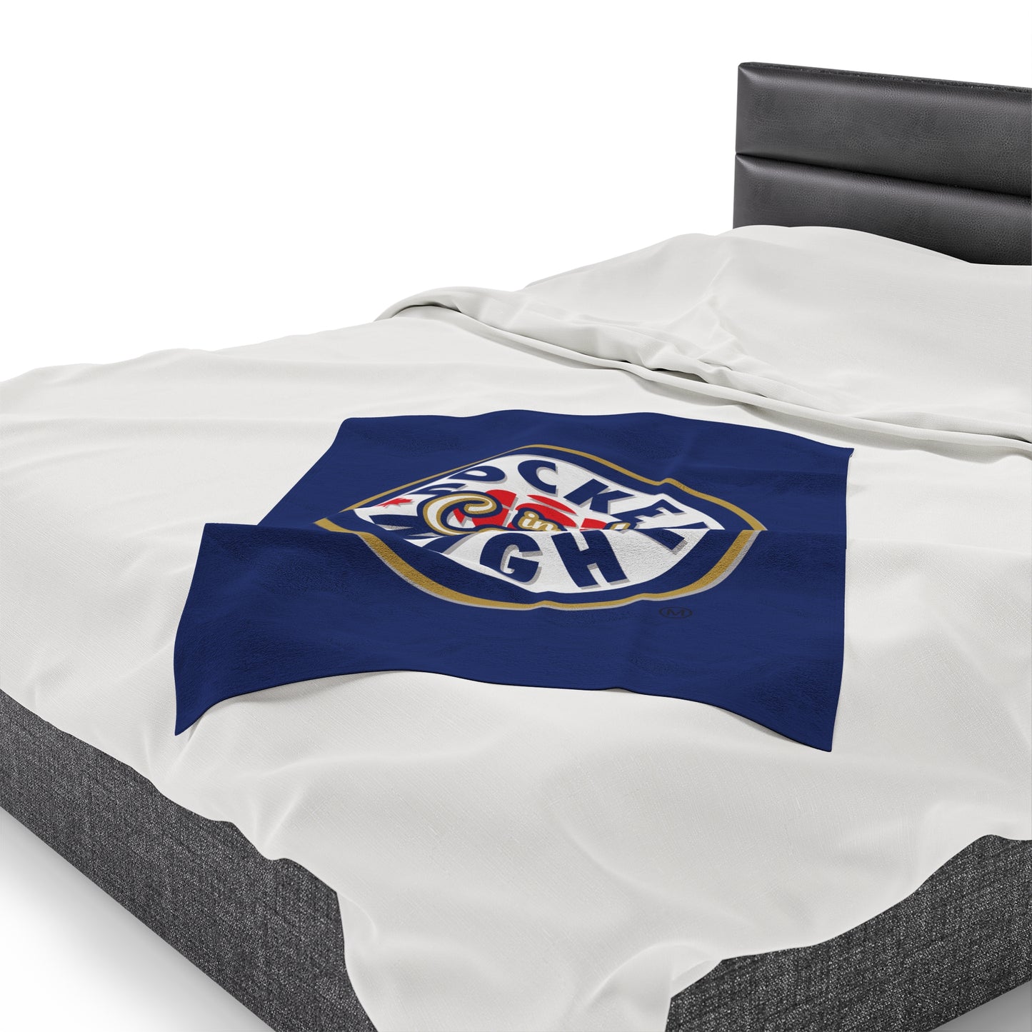 Hockey Night In Canada Blanket, HNIC- Licensed CBC, Blue Front/White Back Velveteen Plush Blanket