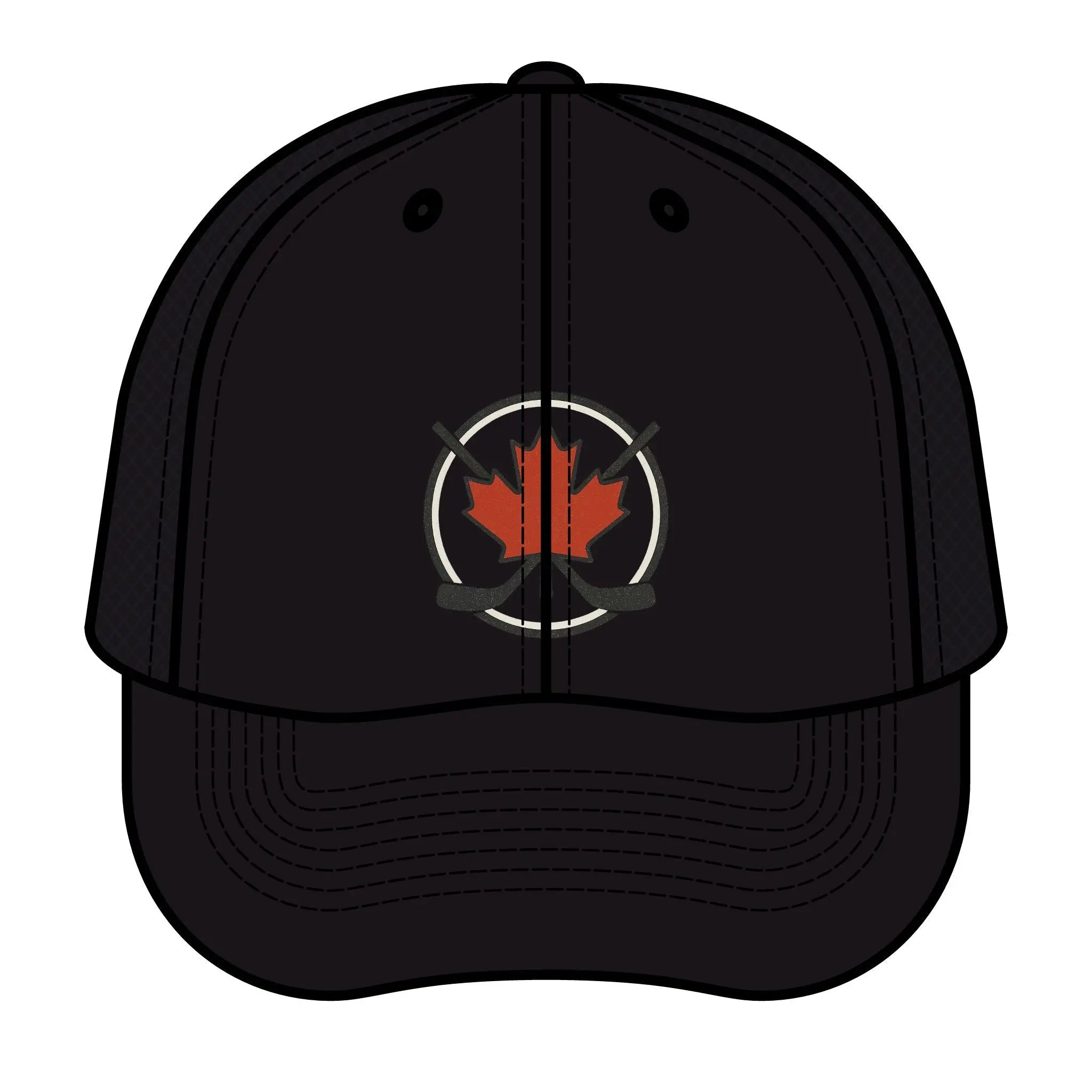 Maple Stick Hockey Hat Canadian Maple Leaf Cap with Crossed Hockey Sticks - Premium Snapback Trucker Hat - Canada Pride Baseball Cap