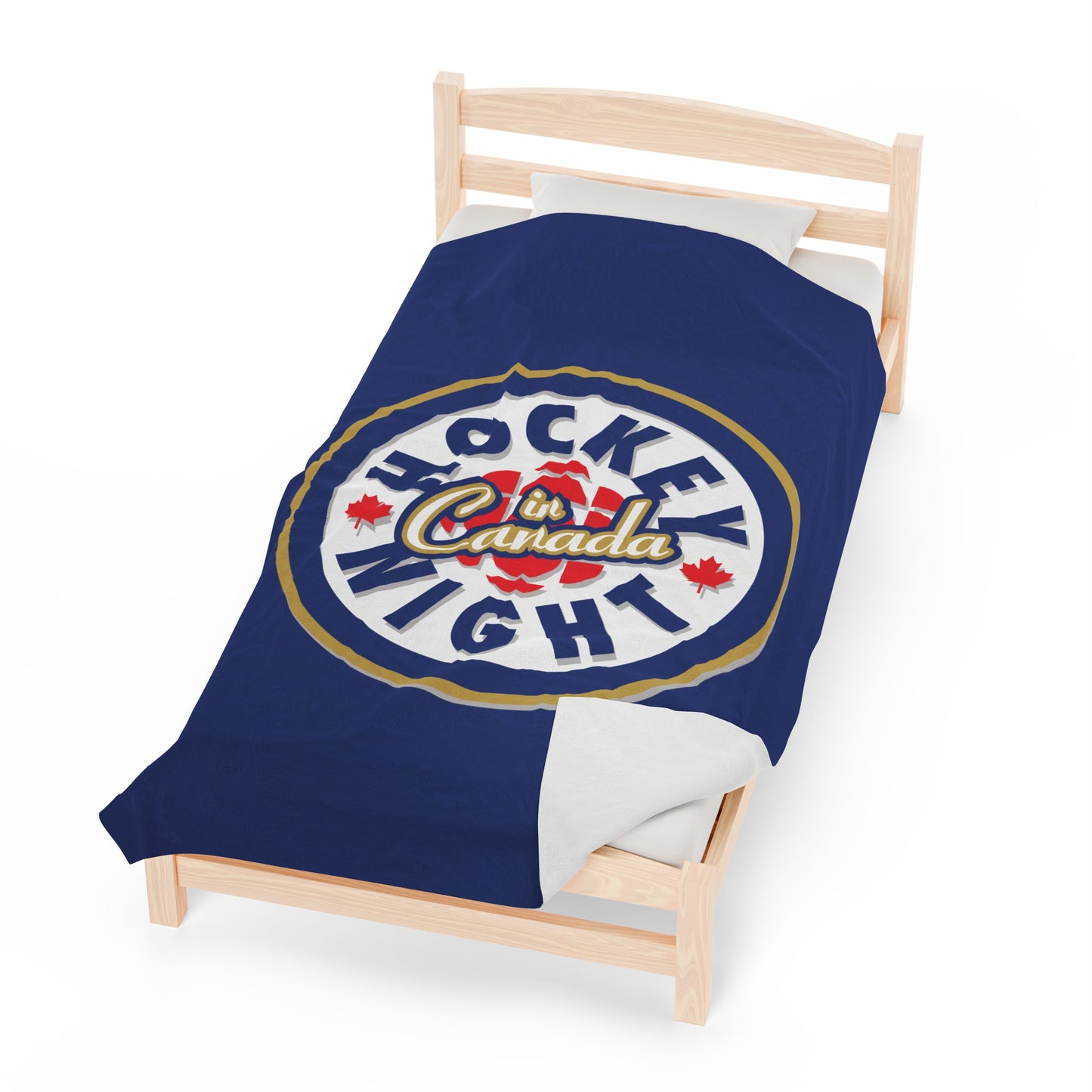 Hockey Night In Canada Blanket, HNIC- Licensed CBC, Blue Front/White Back Velveteen Plush Blanket