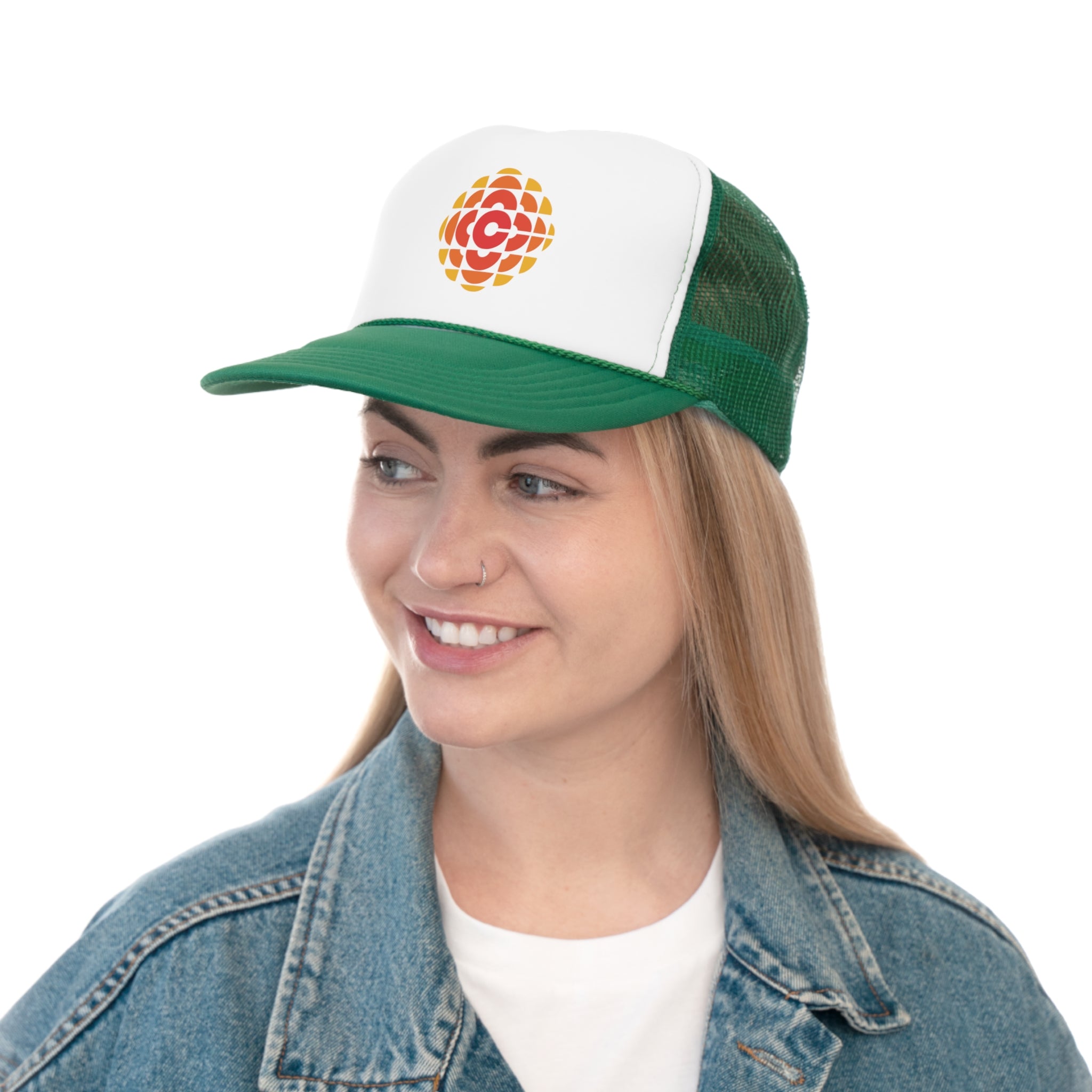 CBC 70's Retro Gem Logo Trucker Cap, Canadian Nostalgia, Officially Licensed CBC Trucker Hat