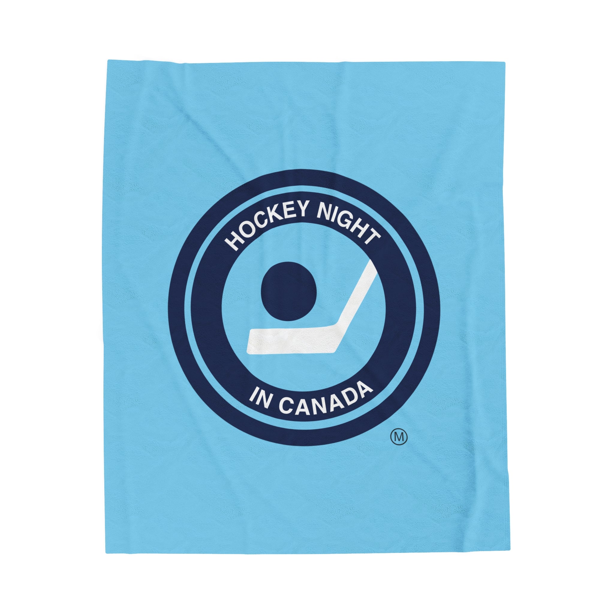 Hockey Night In Canada Retro Logo Blanket, HNIC- Licensed CBC, Retro Blue Front/White Back Velveteen Plush Blanket