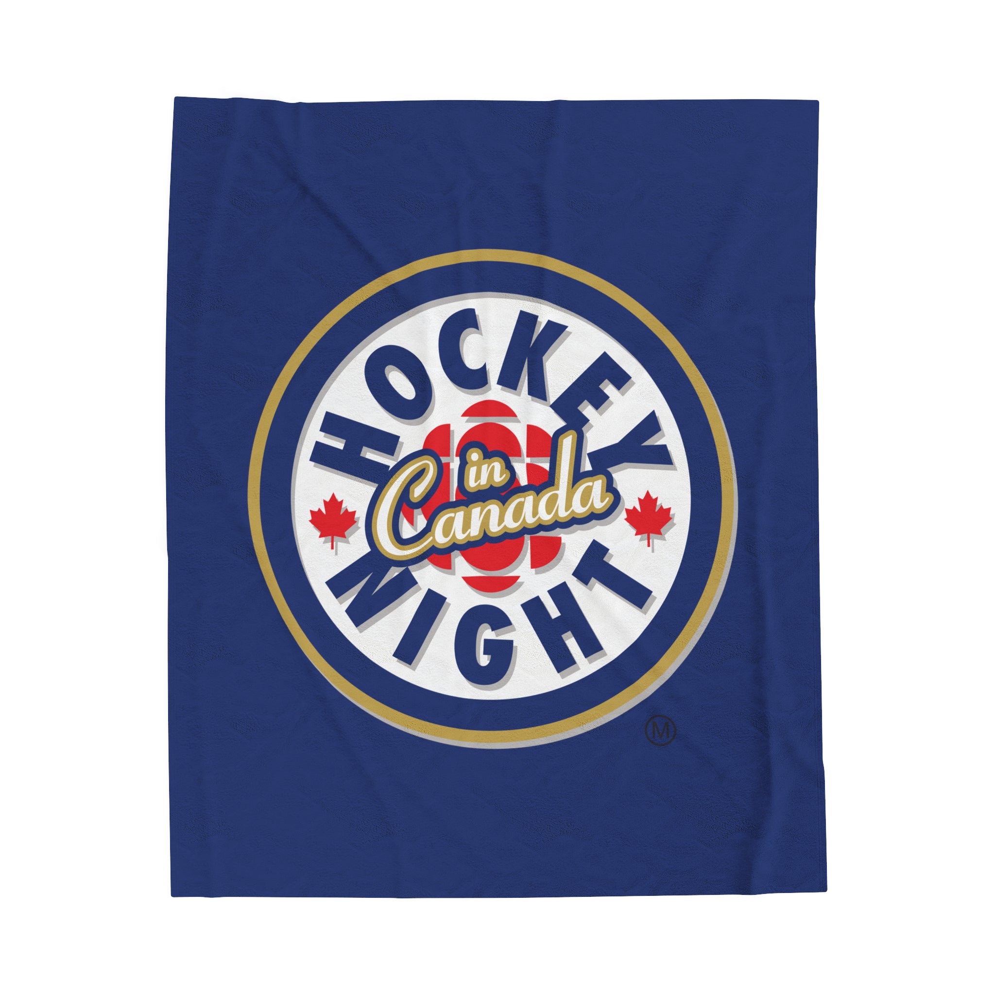 Hockey Night In Canada Blanket, HNIC- Licensed CBC, Blue Front/White Back Velveteen Plush Blanket