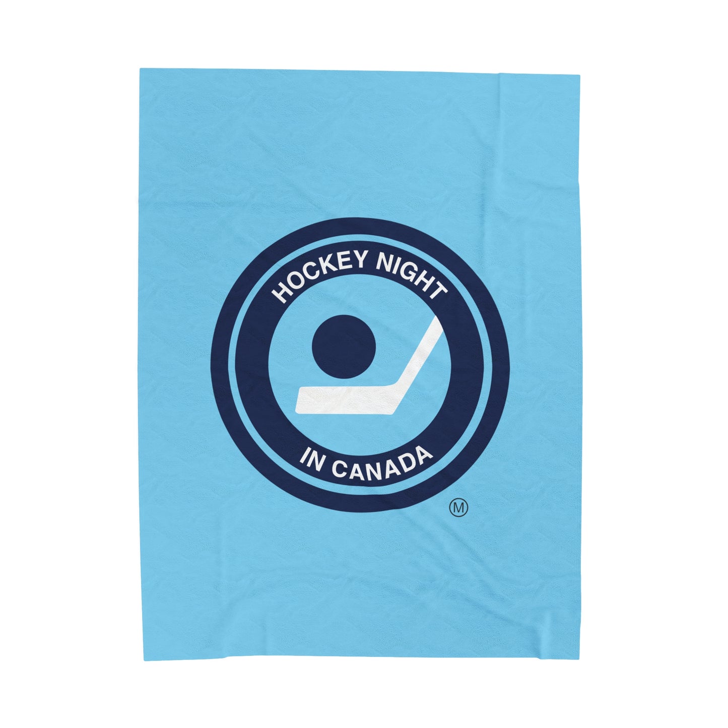 Hockey Night In Canada Retro Logo Blanket, HNIC- Licensed CBC, Retro Blue Front/White Back Velveteen Plush Blanket