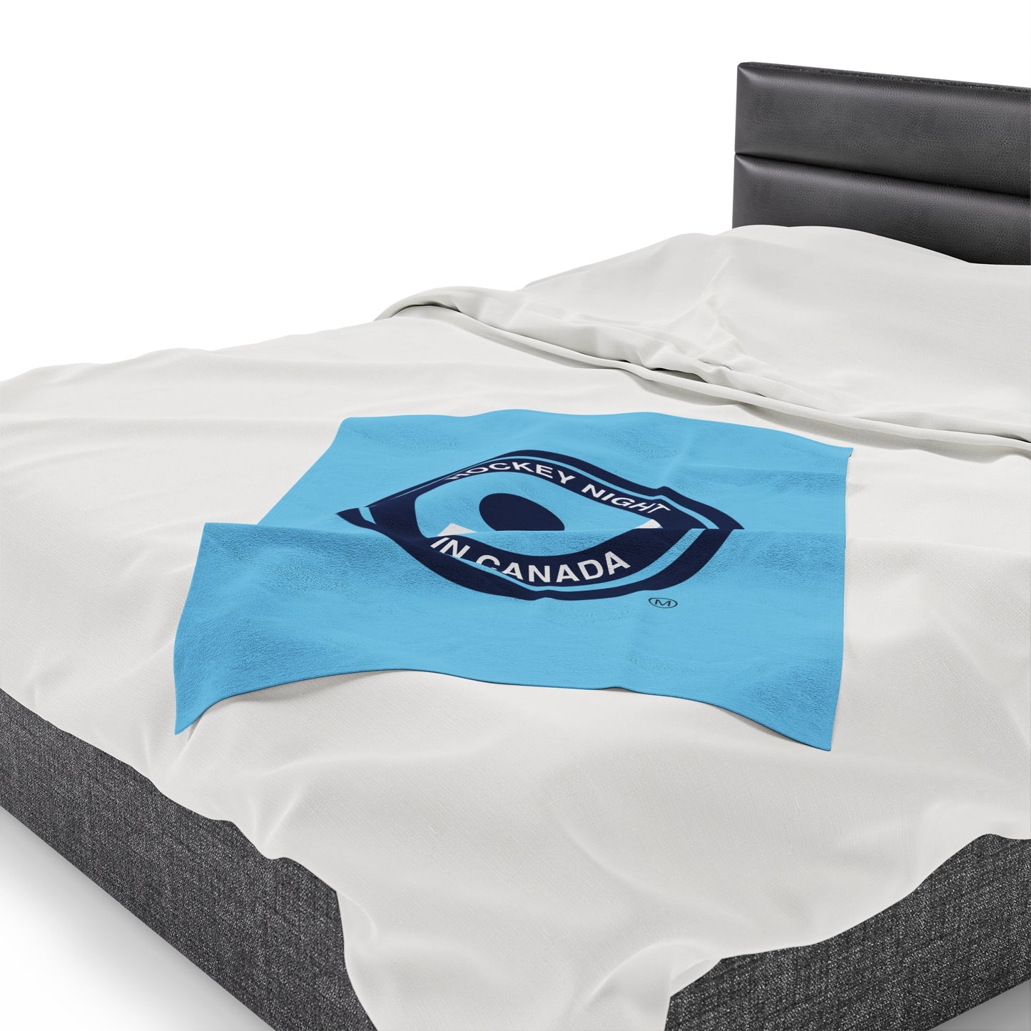 Hockey Night In Canada Retro Logo Blanket, HNIC- Licensed CBC, Retro Blue Front/White Back Velveteen Plush Blanket
