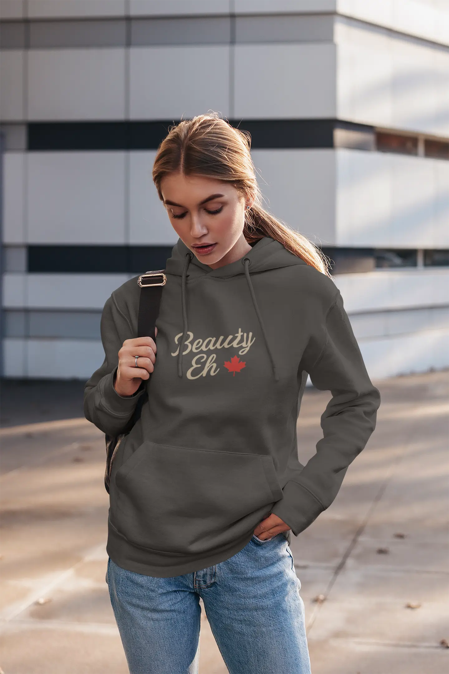 Beauty Eh Canadian Hoodie - Maple Leaf Pride Pullover Sweatshirt - Womens Canada Day Apparel - Cozy Fleece Lined Hooded Sweatshirt