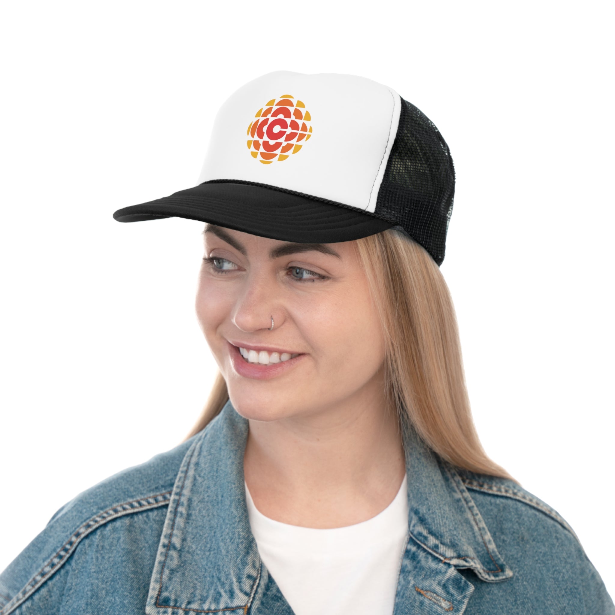 CBC 70's Retro Gem Logo Trucker Cap, Canadian Nostalgia, Officially Licensed CBC Trucker Hat