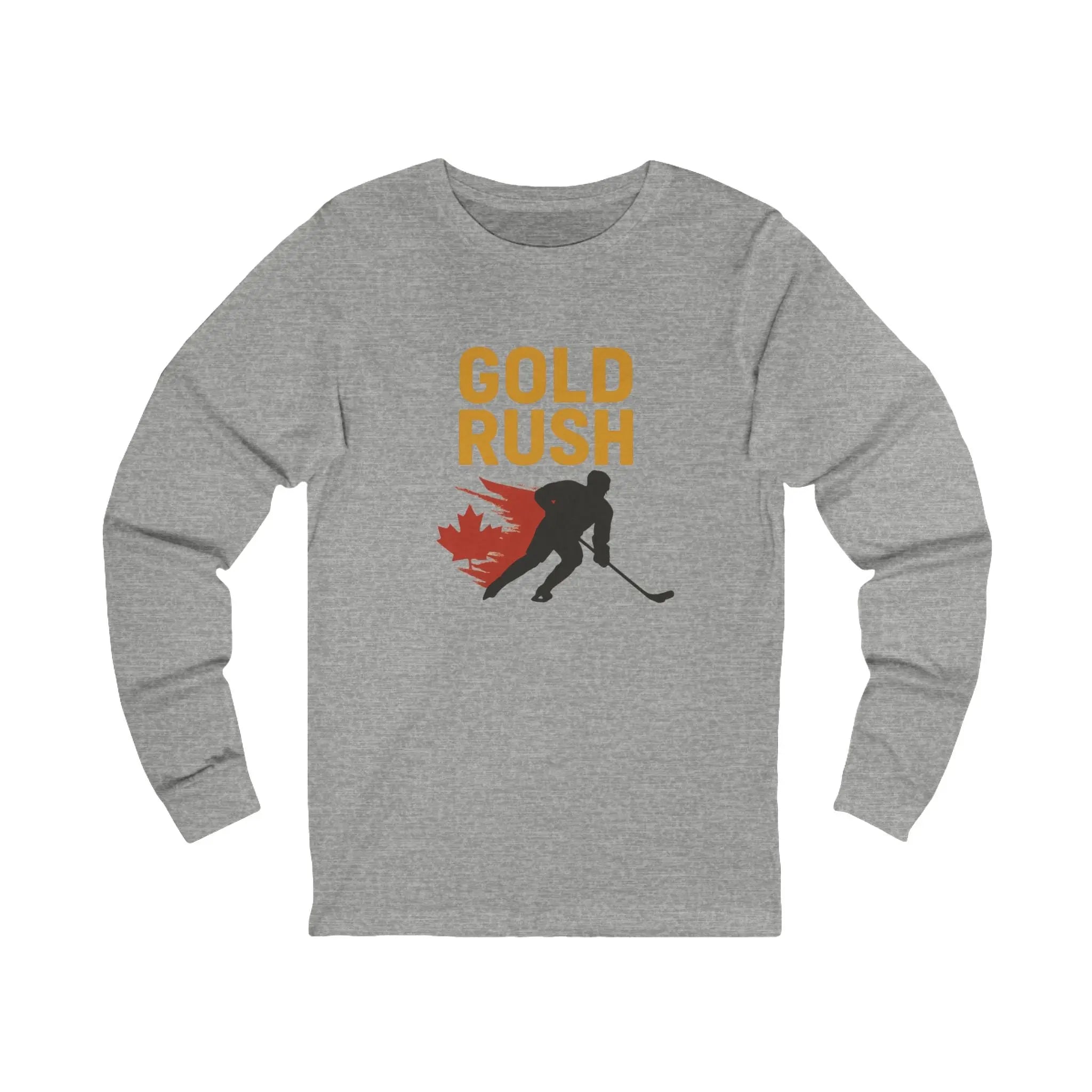Gold Rush Hockey Unisex Long Sleeve Shirt - Canada Olympic Gold - Maple Stick Hockey