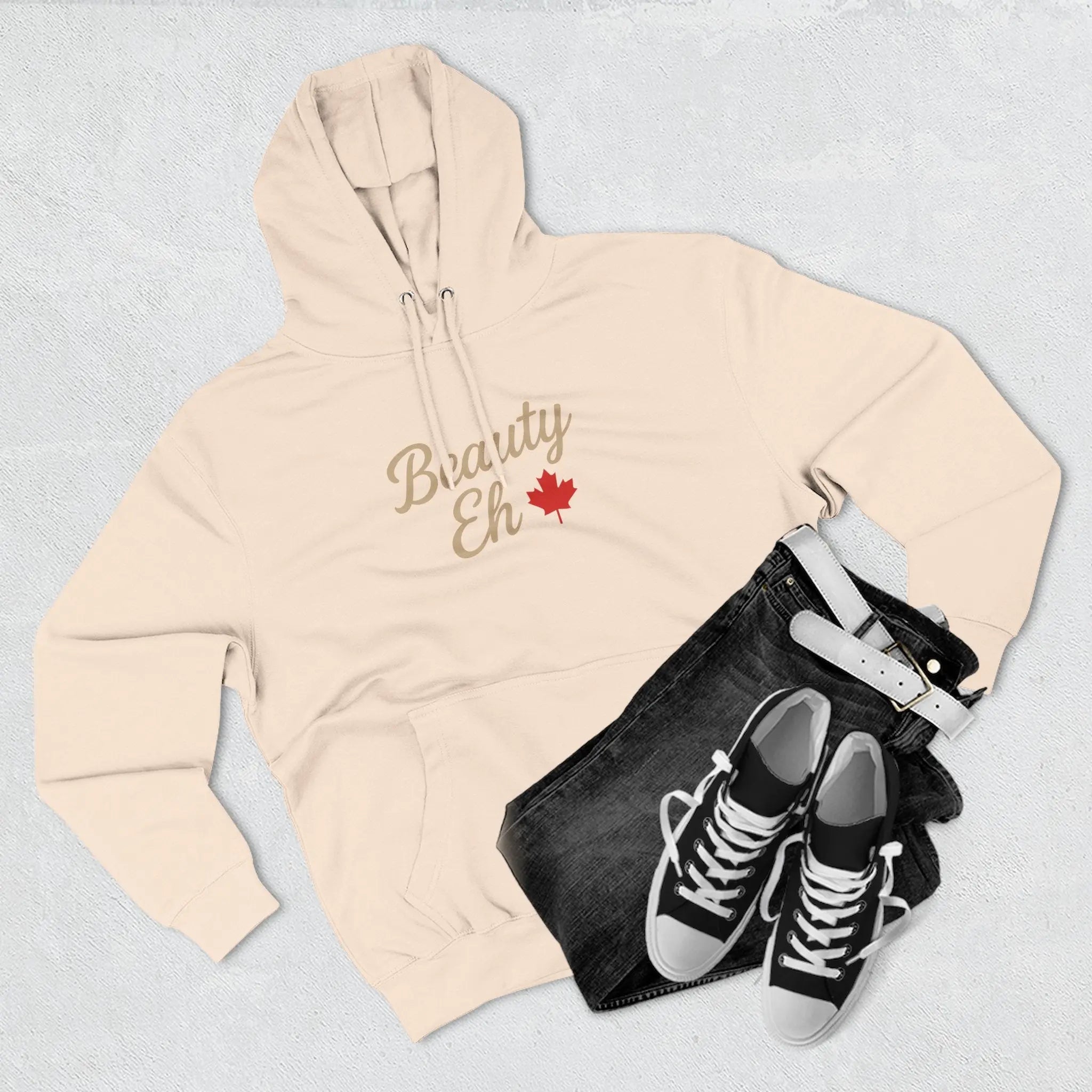 Beauty Eh Canadian Hoodie - Maple Leaf Pride Pullover Sweatshirt - Womens Canada Day Apparel - Cozy Fleece Lined Hooded Sweatshirt
