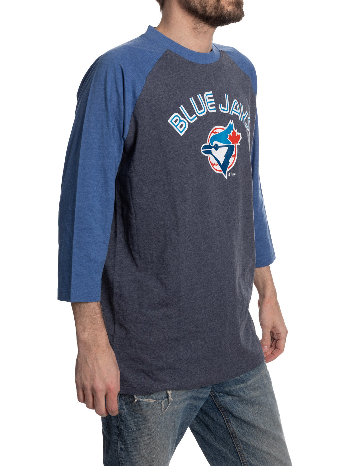 Toronto Blue Jays Men’s Cooperstown Wordmark Logo Raglan 3/4 Sleeve T-Shirt