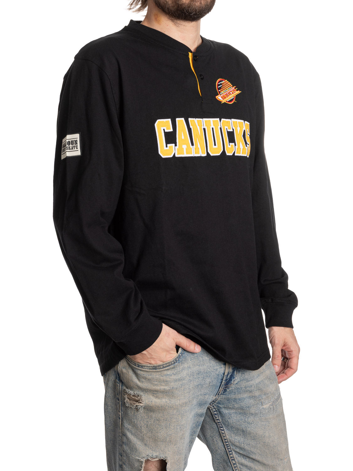 Retro Vancouver Canucks Long Sleeve Henley -Presale