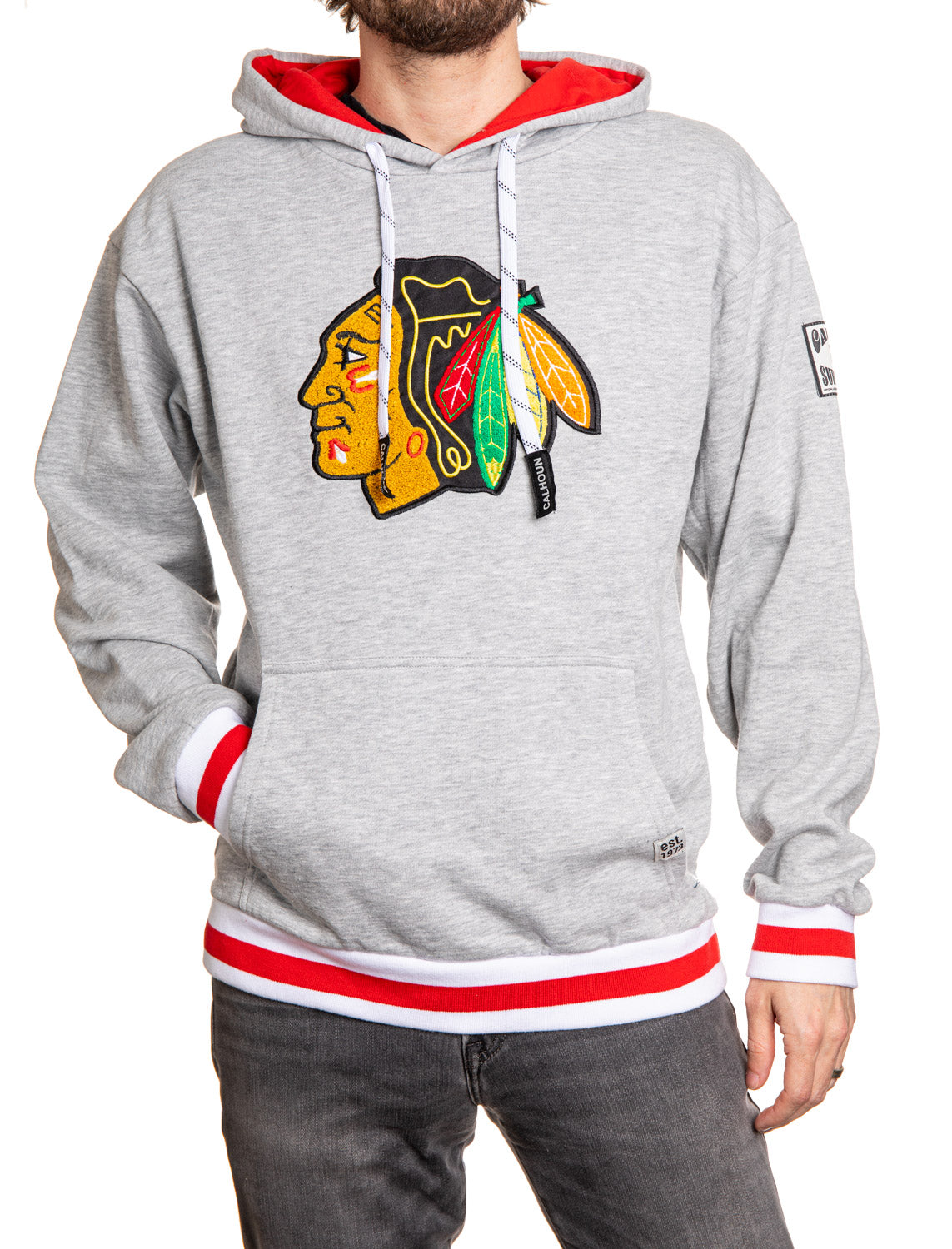 Chicago Blackhawks "Muskoka Style" Premium Chenille Woven Logo Hoodie