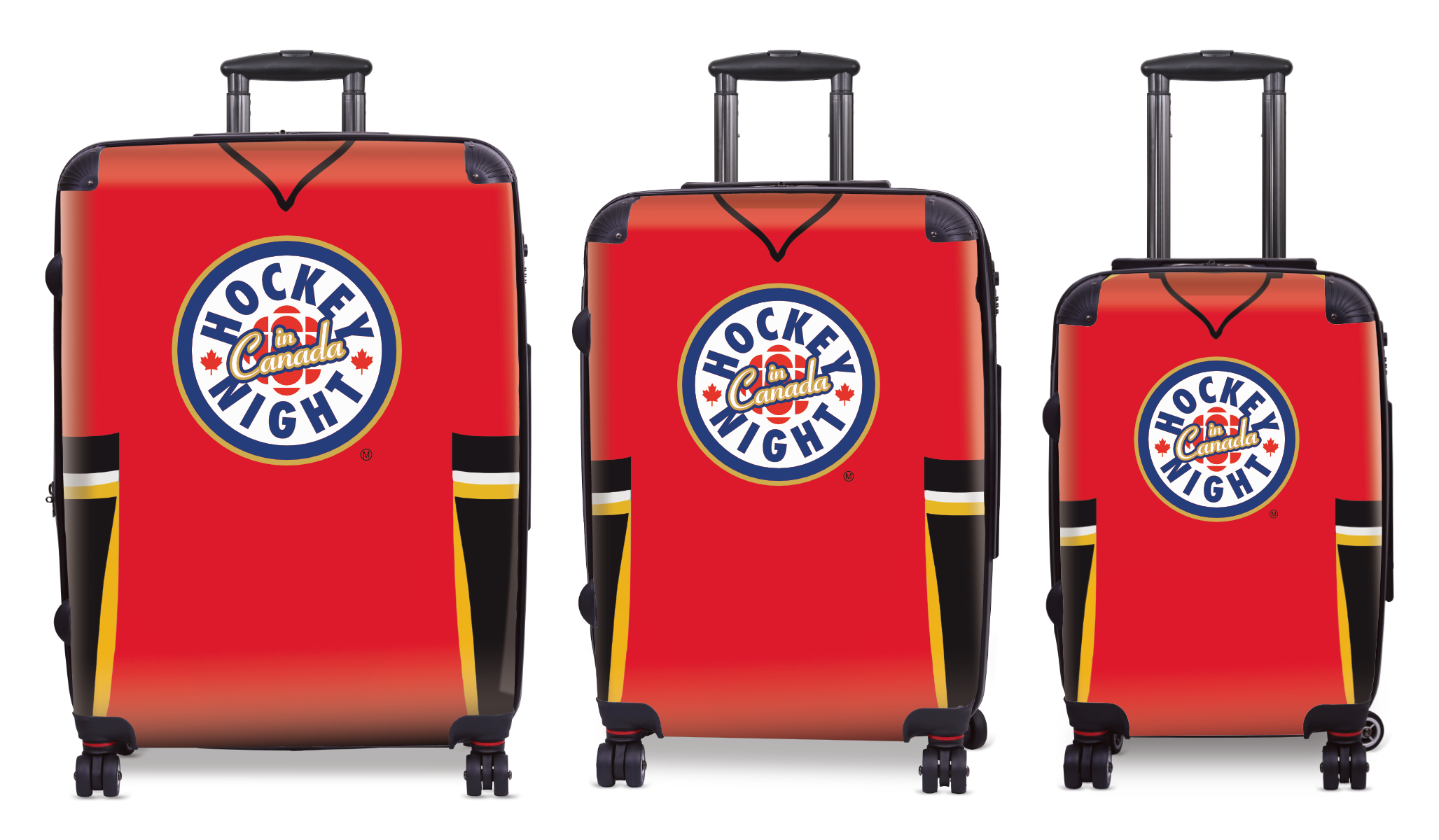 Hockey Night In Canada Luggage - Classic Logo and Red Calgary Sweater Design Officially Licensed