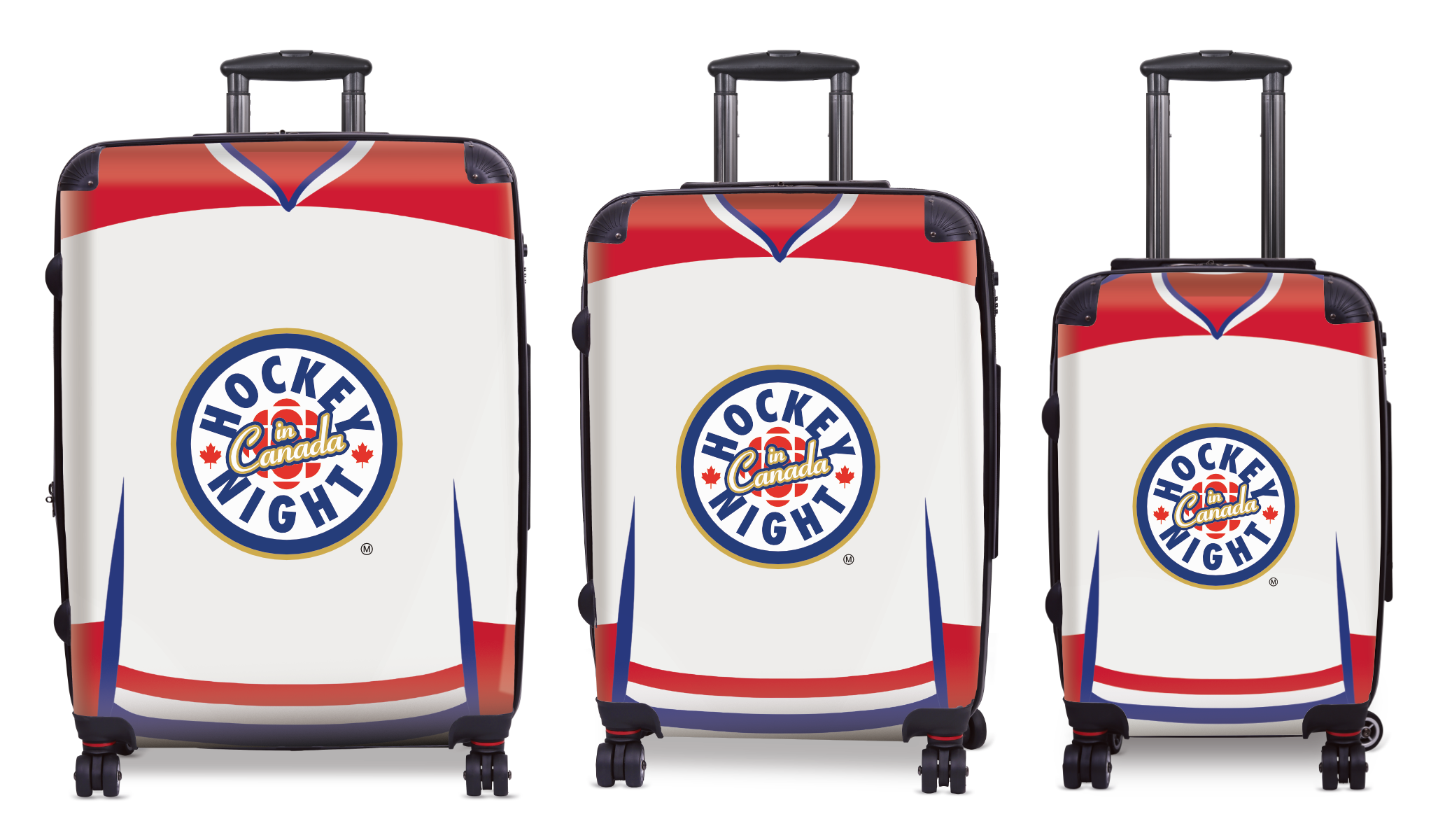 Hockey Night In Canada Luggage - Classic Logo and White Montreal Sweater Design Officially Licensed