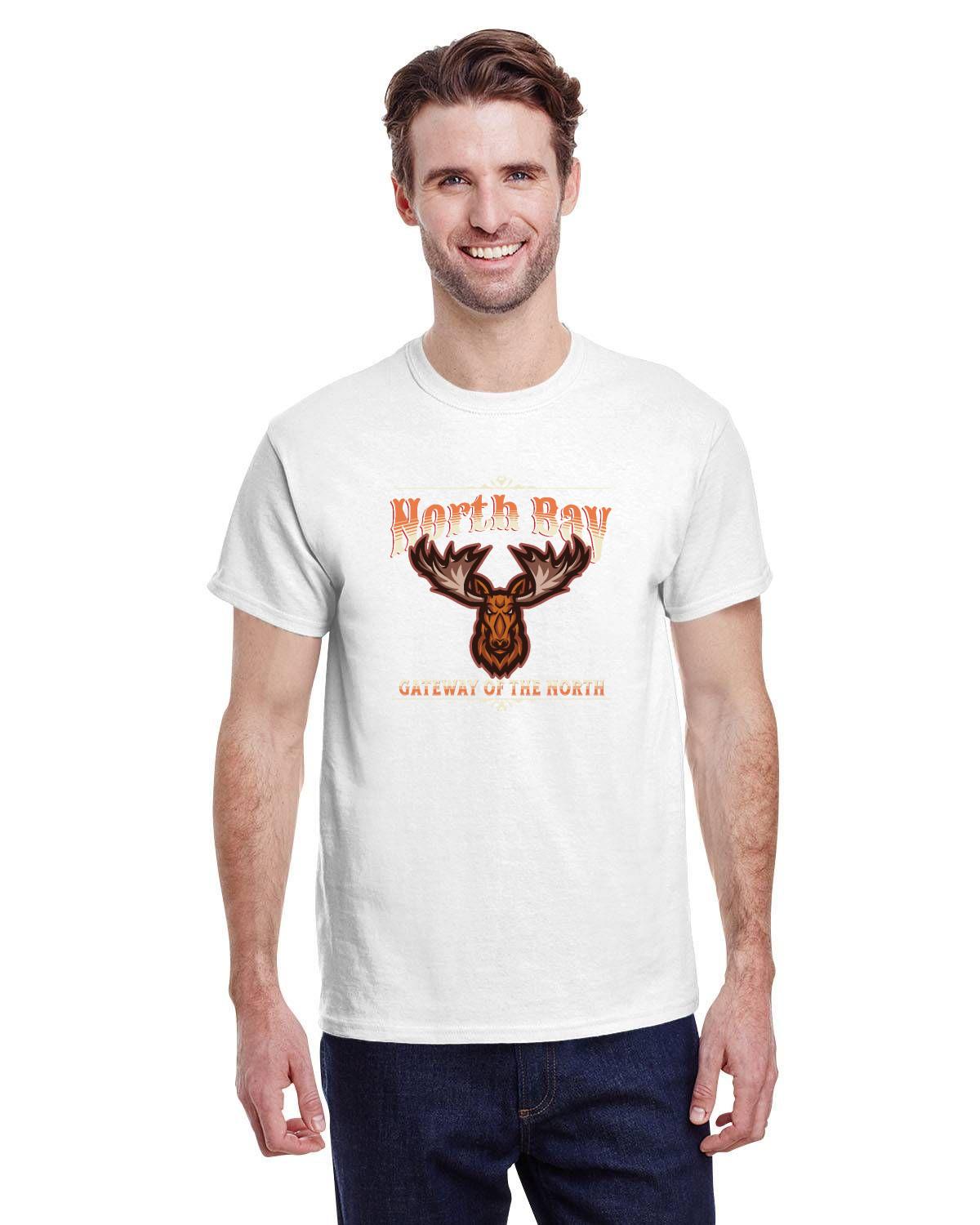 Canadian City T-Shirt, North Bay, Ontario, Moose Design, Gateway of the North, Men's T-Shirt — alternate product view 7