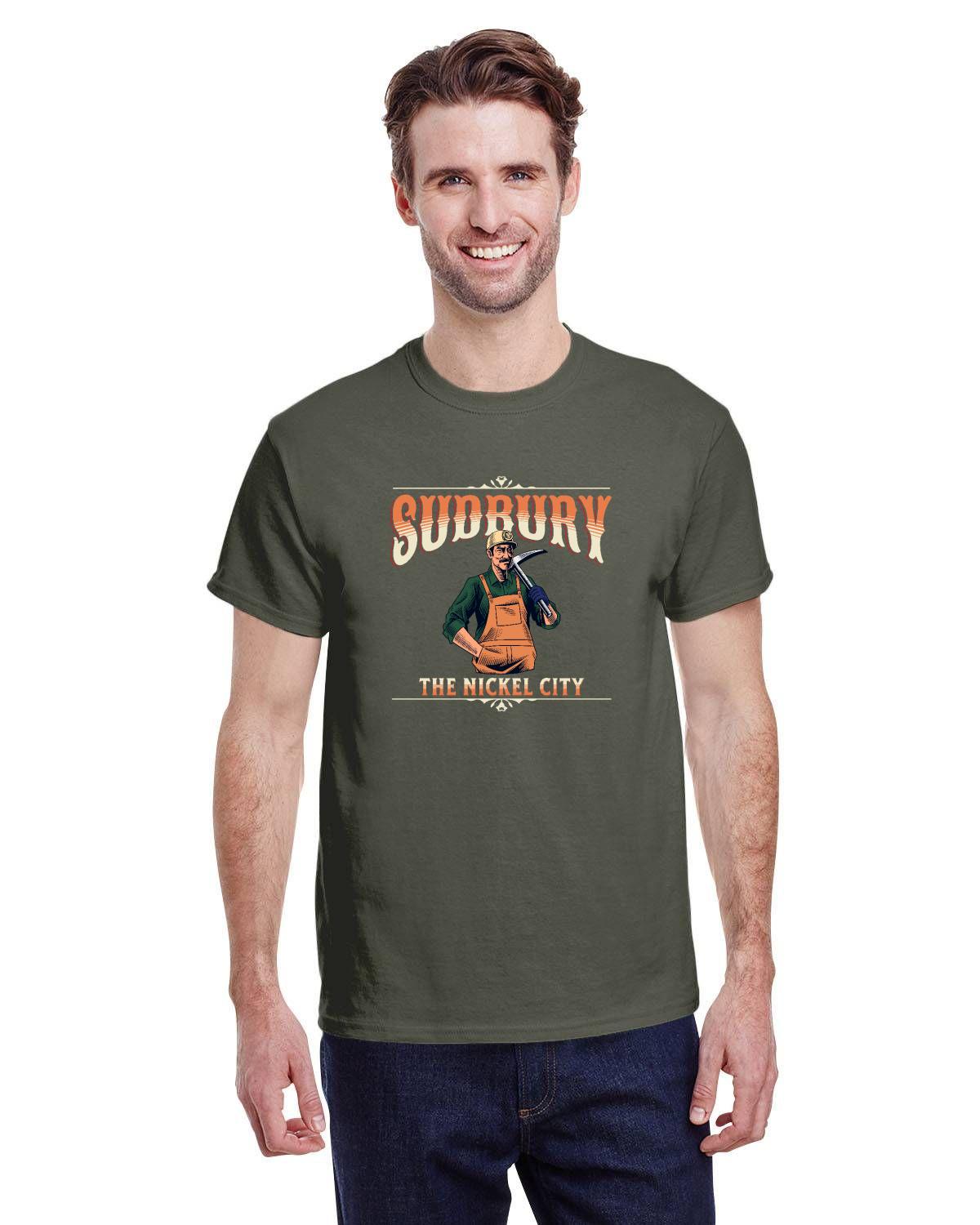 Canadian City T-Shirt, Sudbury, Ontario, Miner Design, The Nickel City, Men's T-Shirt — alternate product view 5