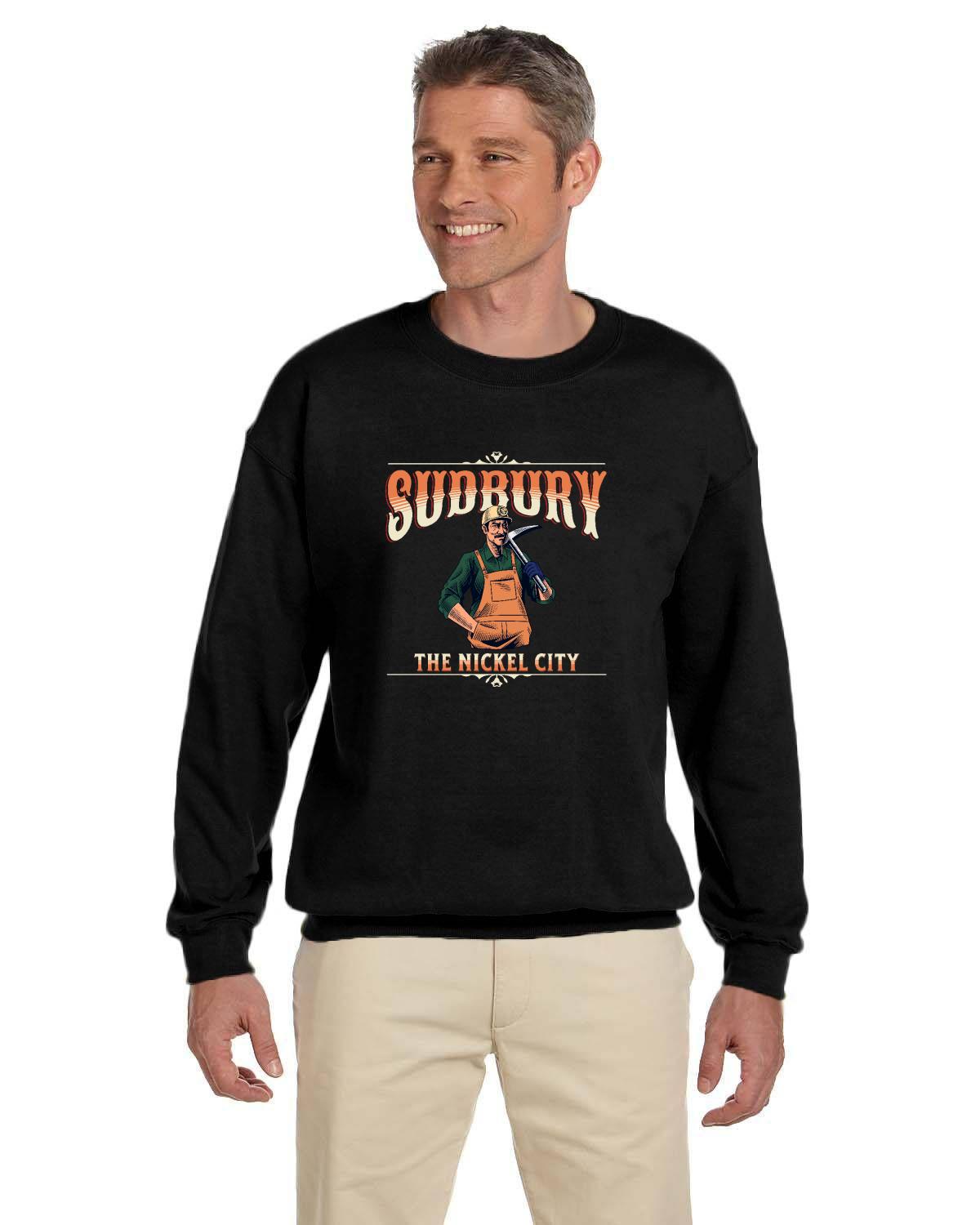 Canadian City Sweatshirt, Sudbury, Ontario, Miner Design, The Nickel City, Men's Sweatshirt S1